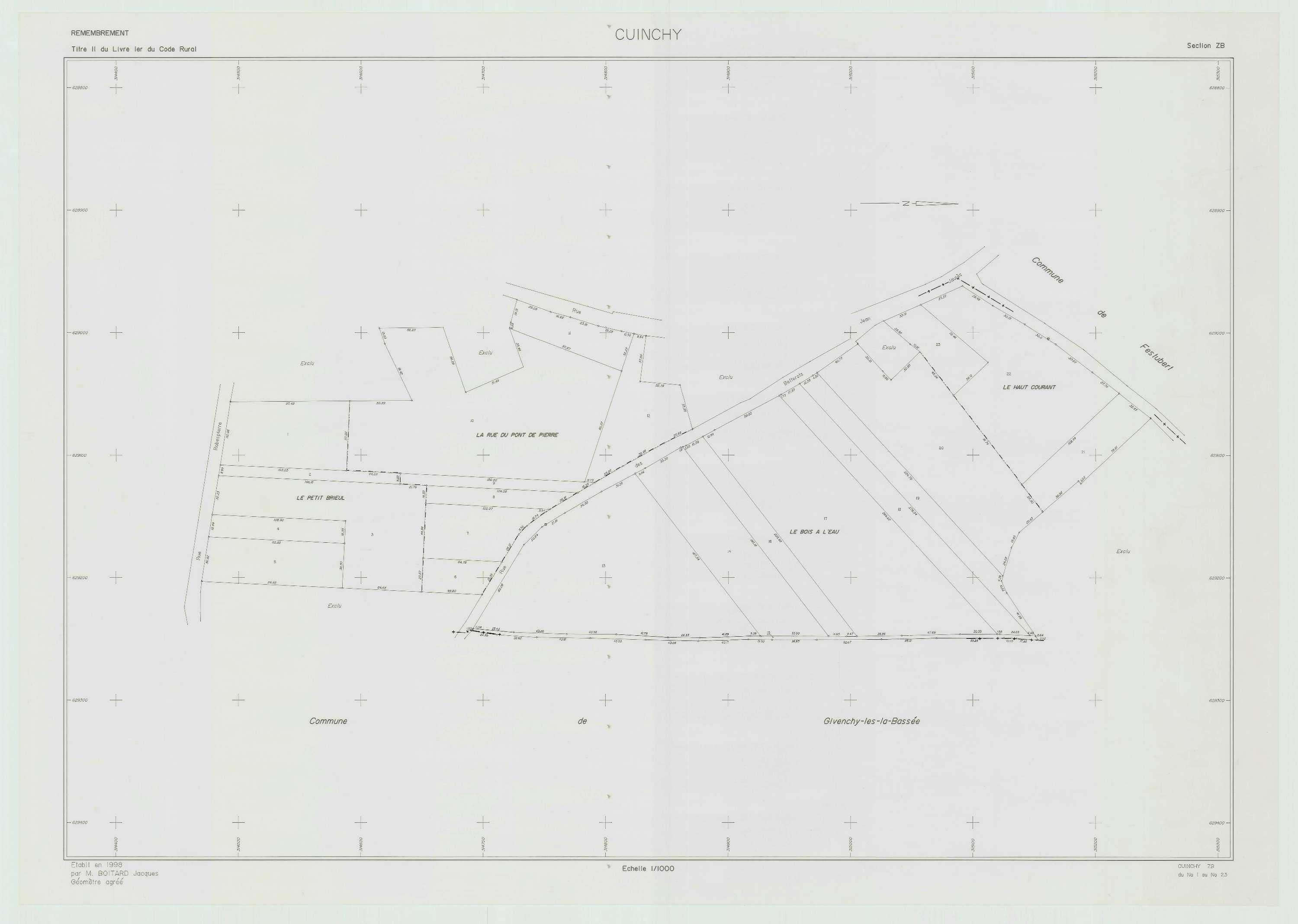 Cuinchy - Plan de remembrement : section ZB.