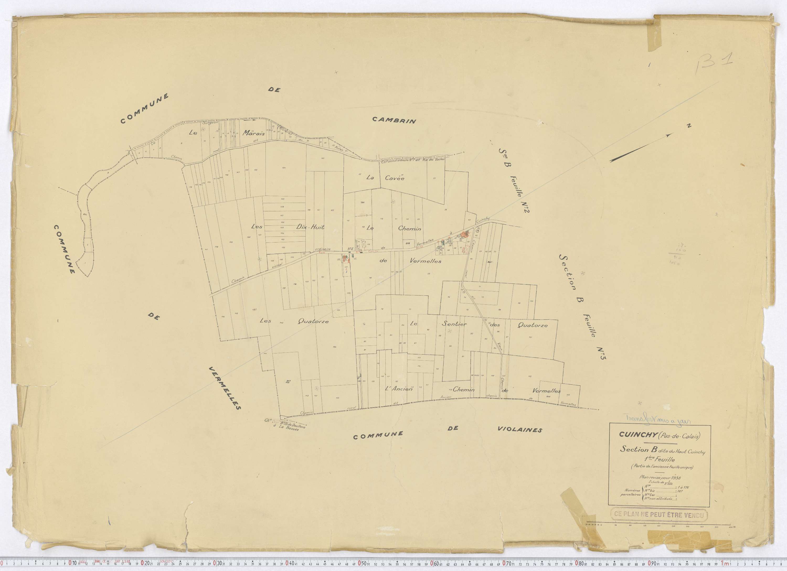 Cuinchy - Section B, feuille 1.