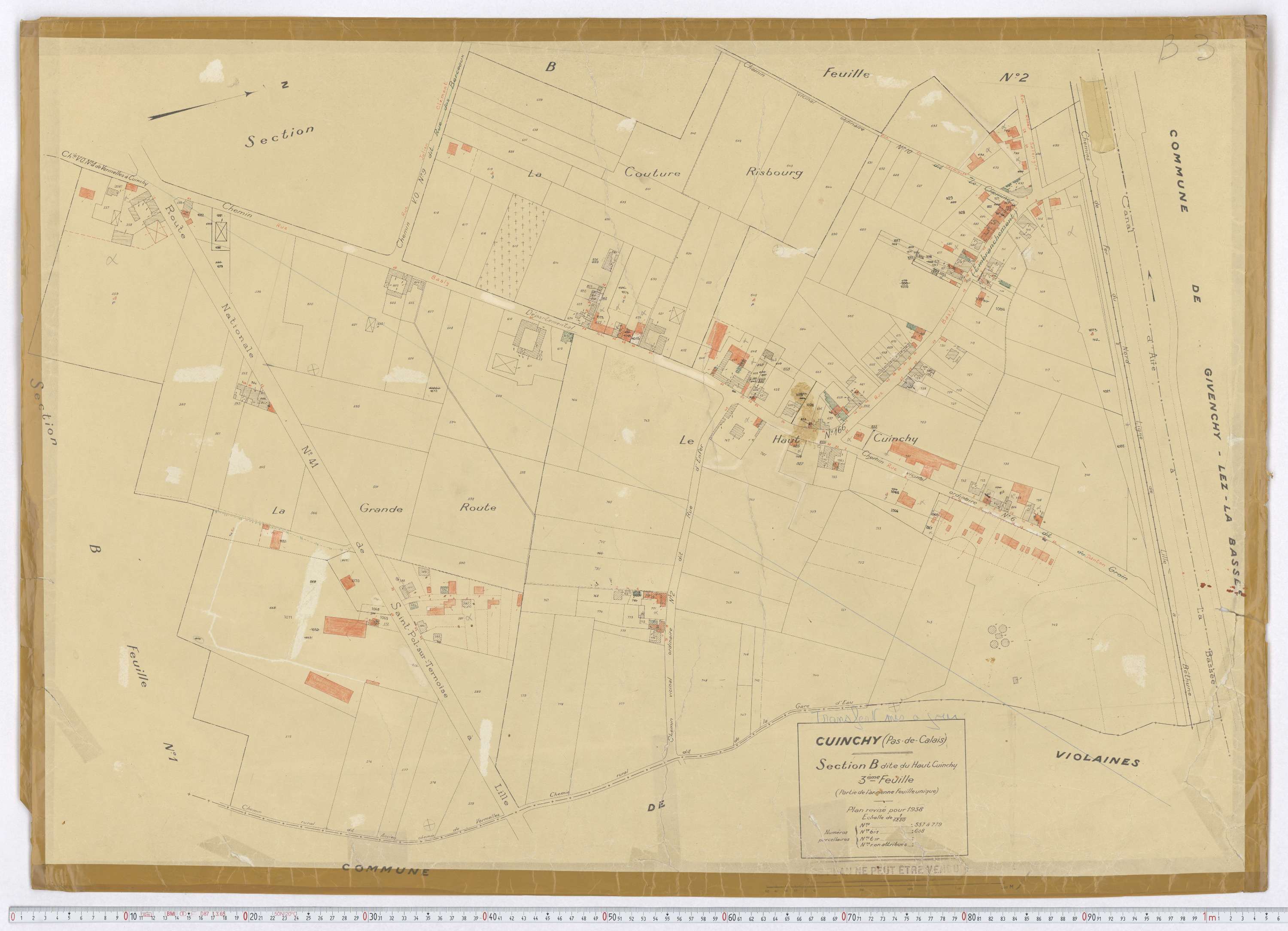 Cuinchy - Section B, feuille 3.