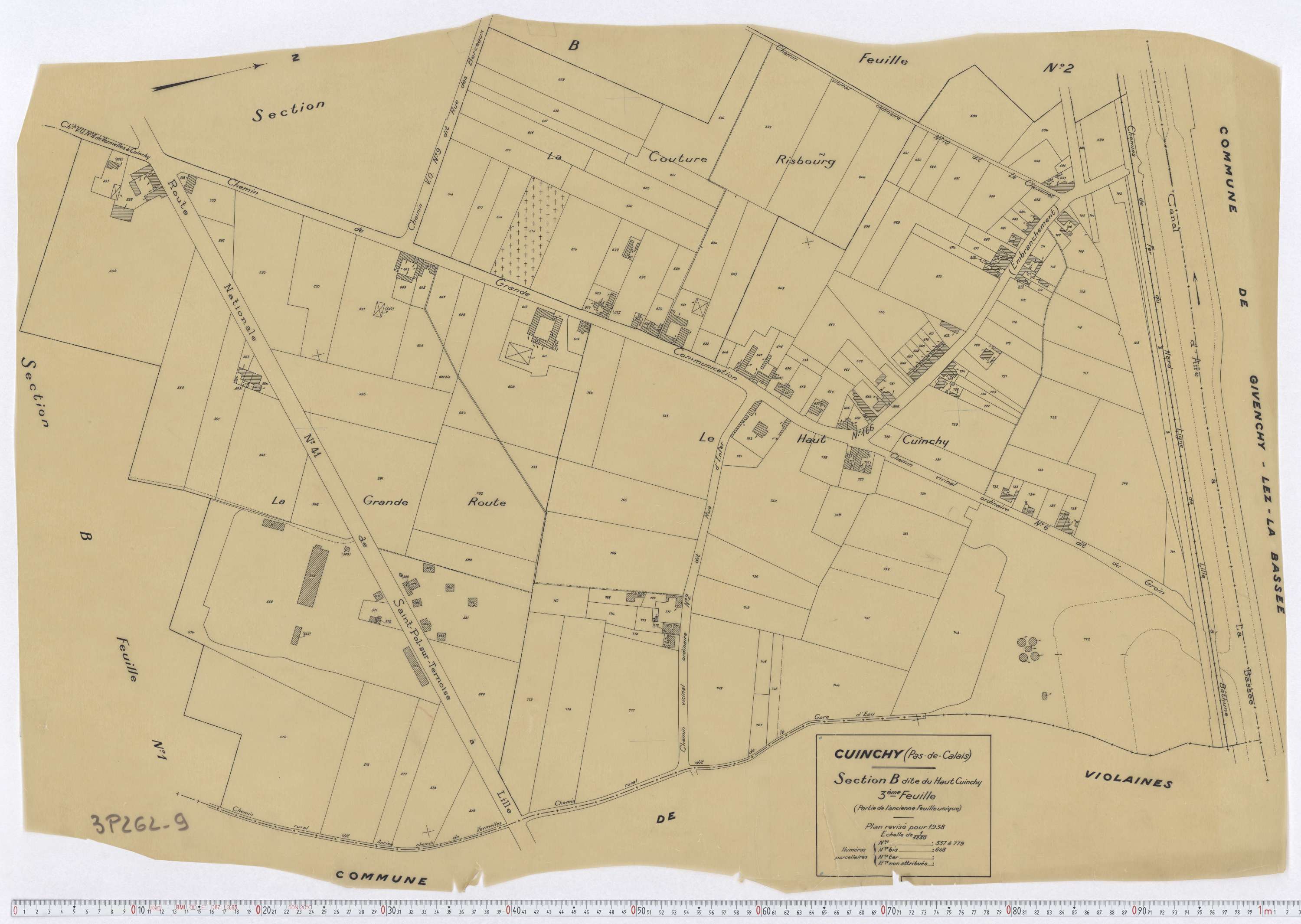 Cuinchy - Section B, feuille 3.