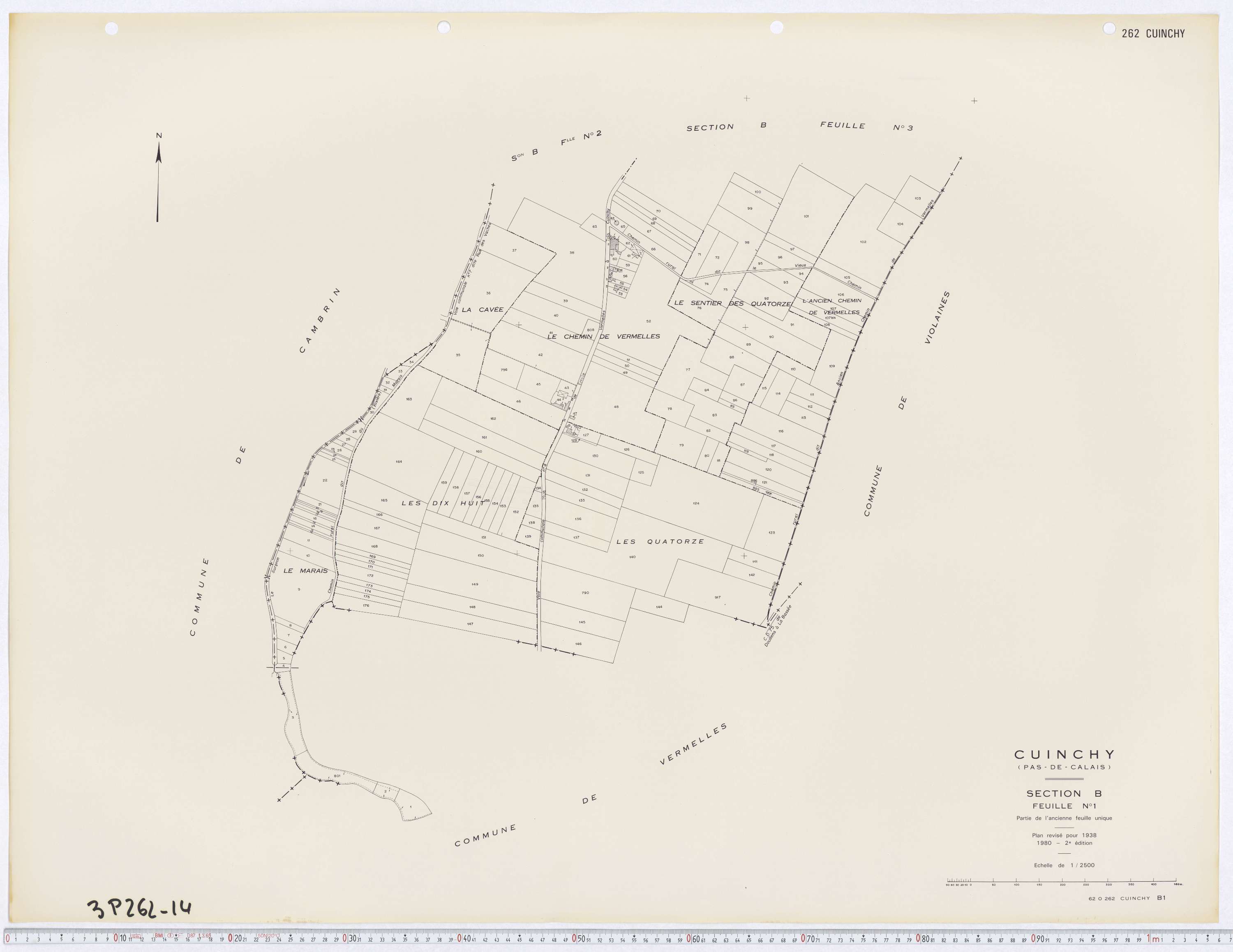 Cuinchy - Section B, feuille 1.