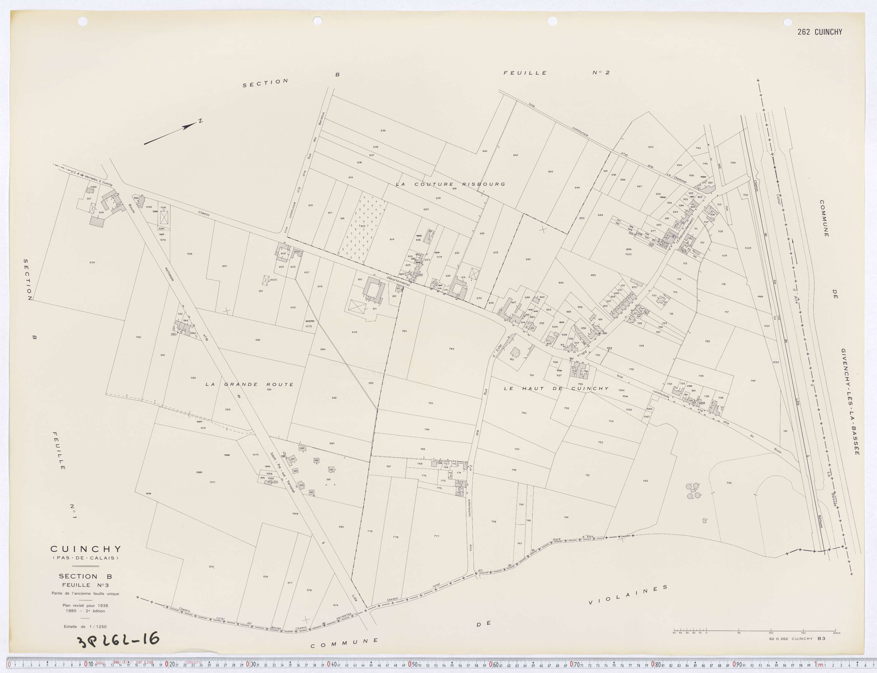 Cuinchy - Section B, feuille 3.