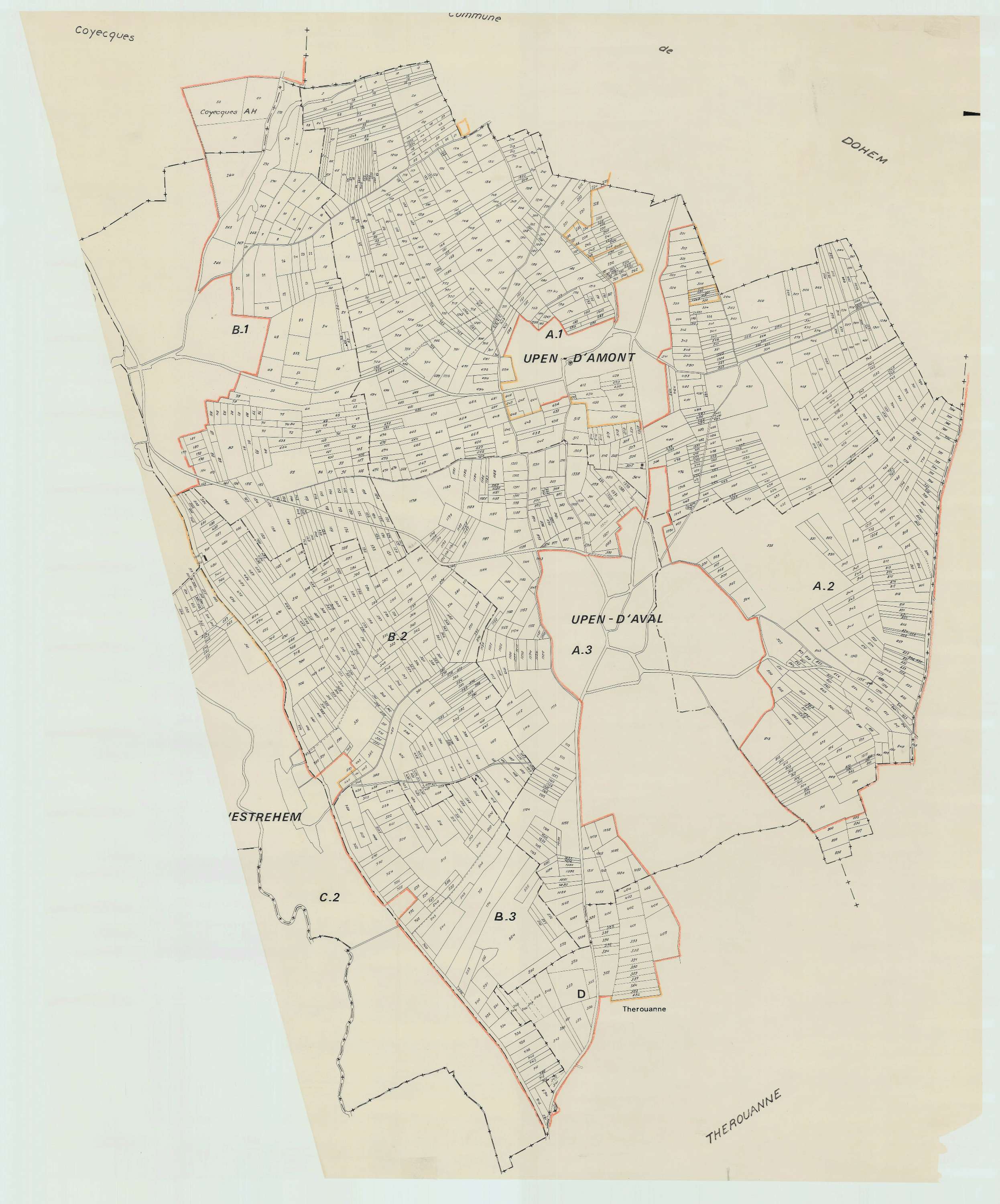Delettes - Plan cadastral : tableau d'assemblage antérieur au remembrement.