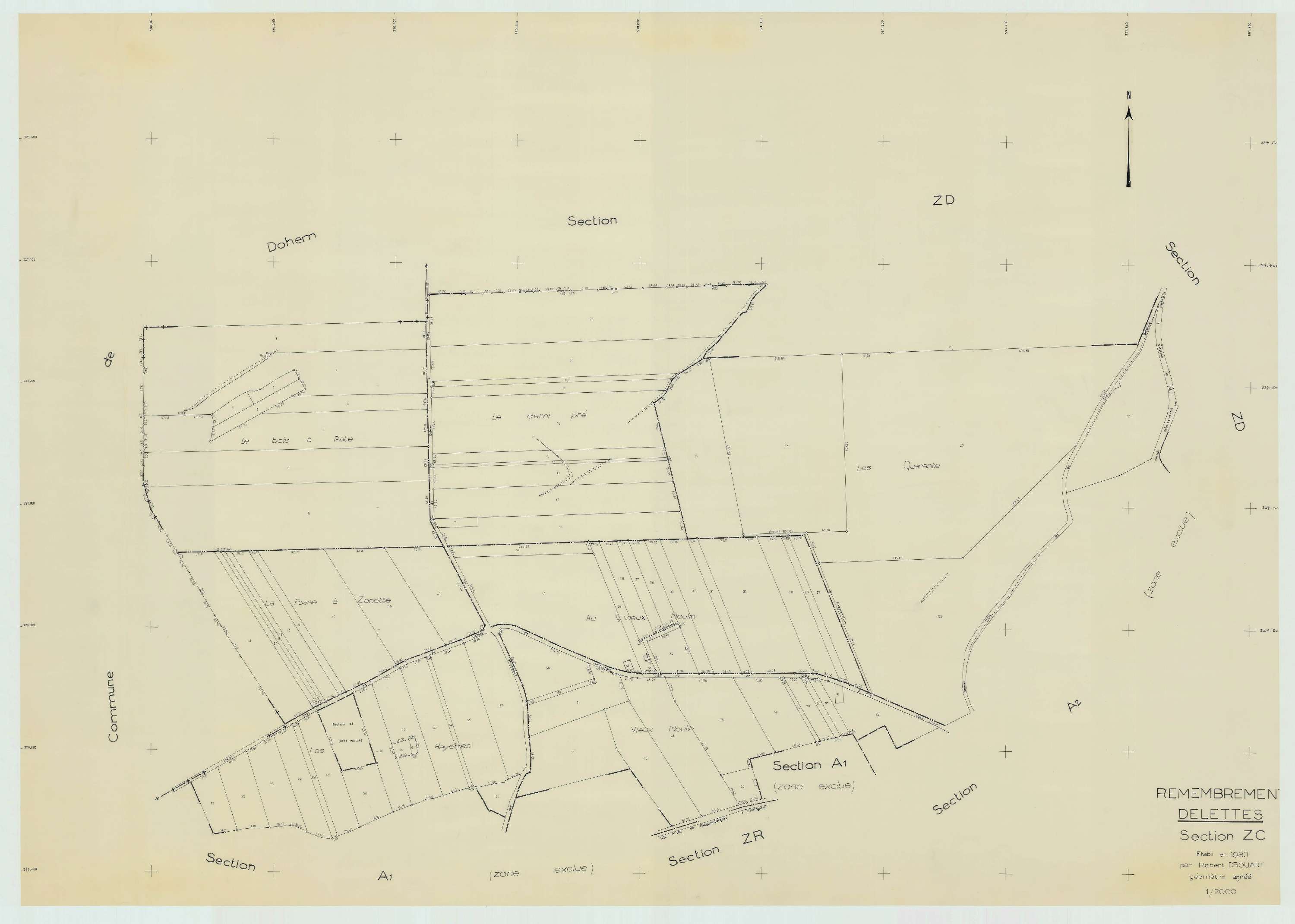 Delettes - Plan de remembrement : section ZC.