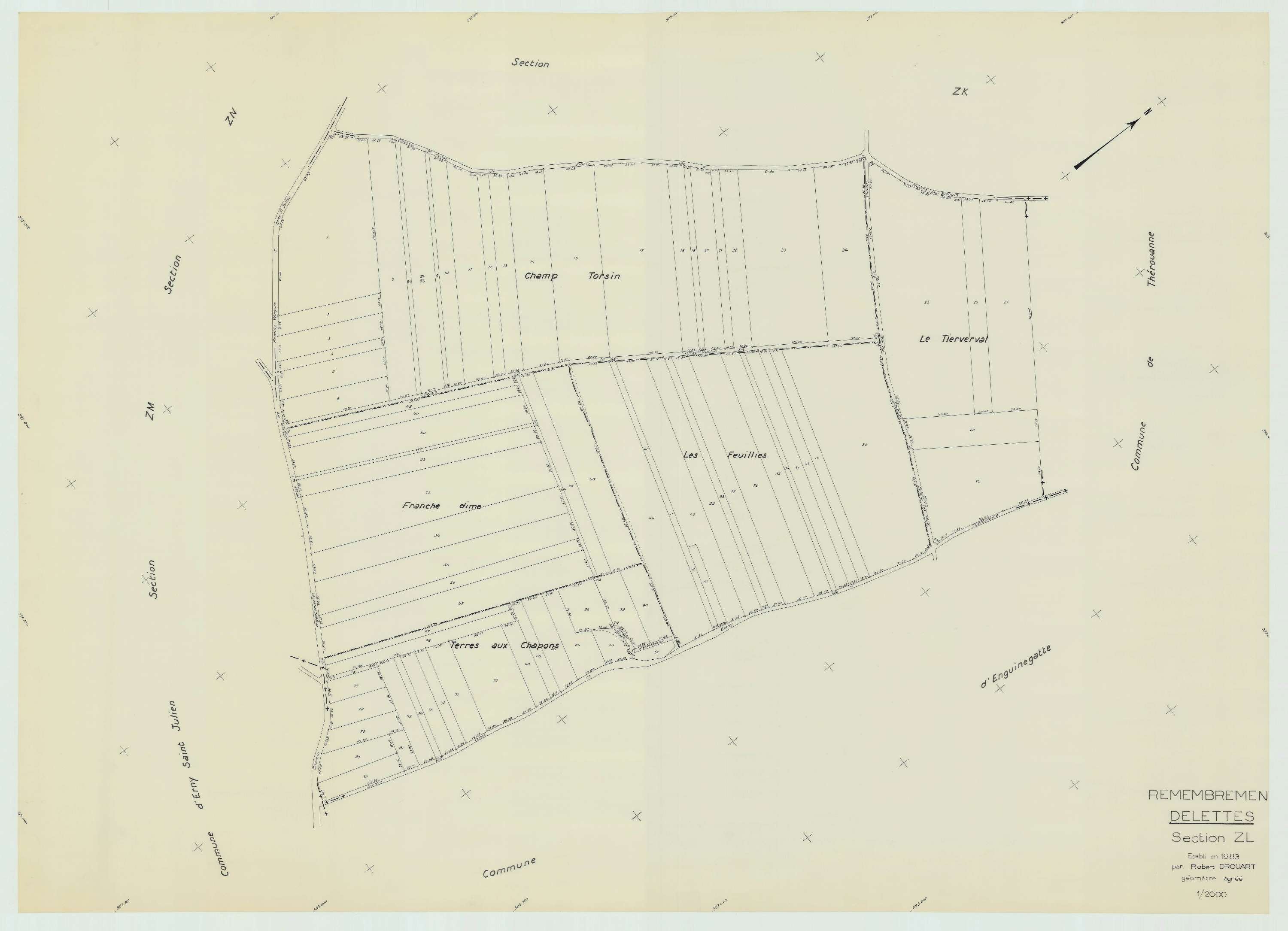 Delettes - Plan de remembrement : section ZL.