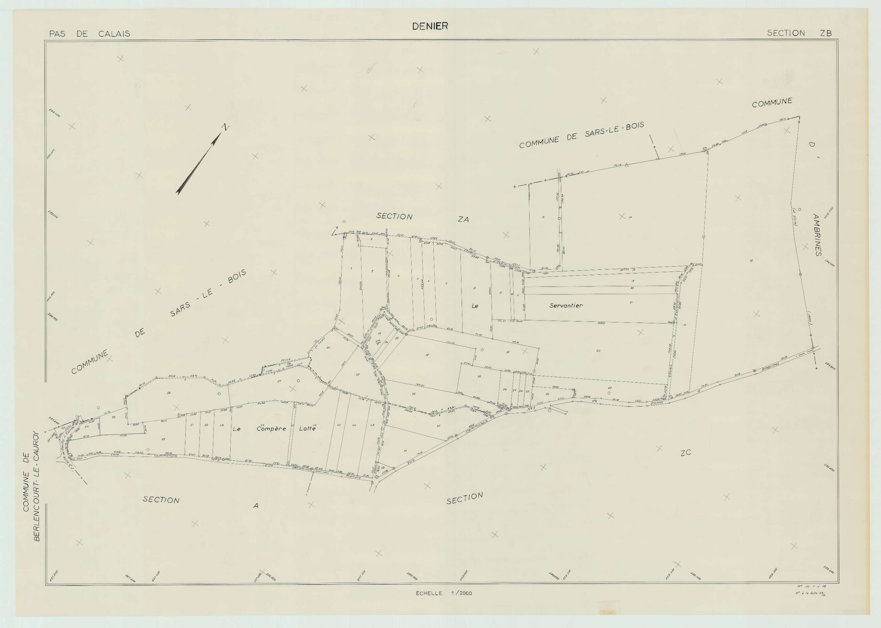 Denier - Plan de remembrement : section ZB.