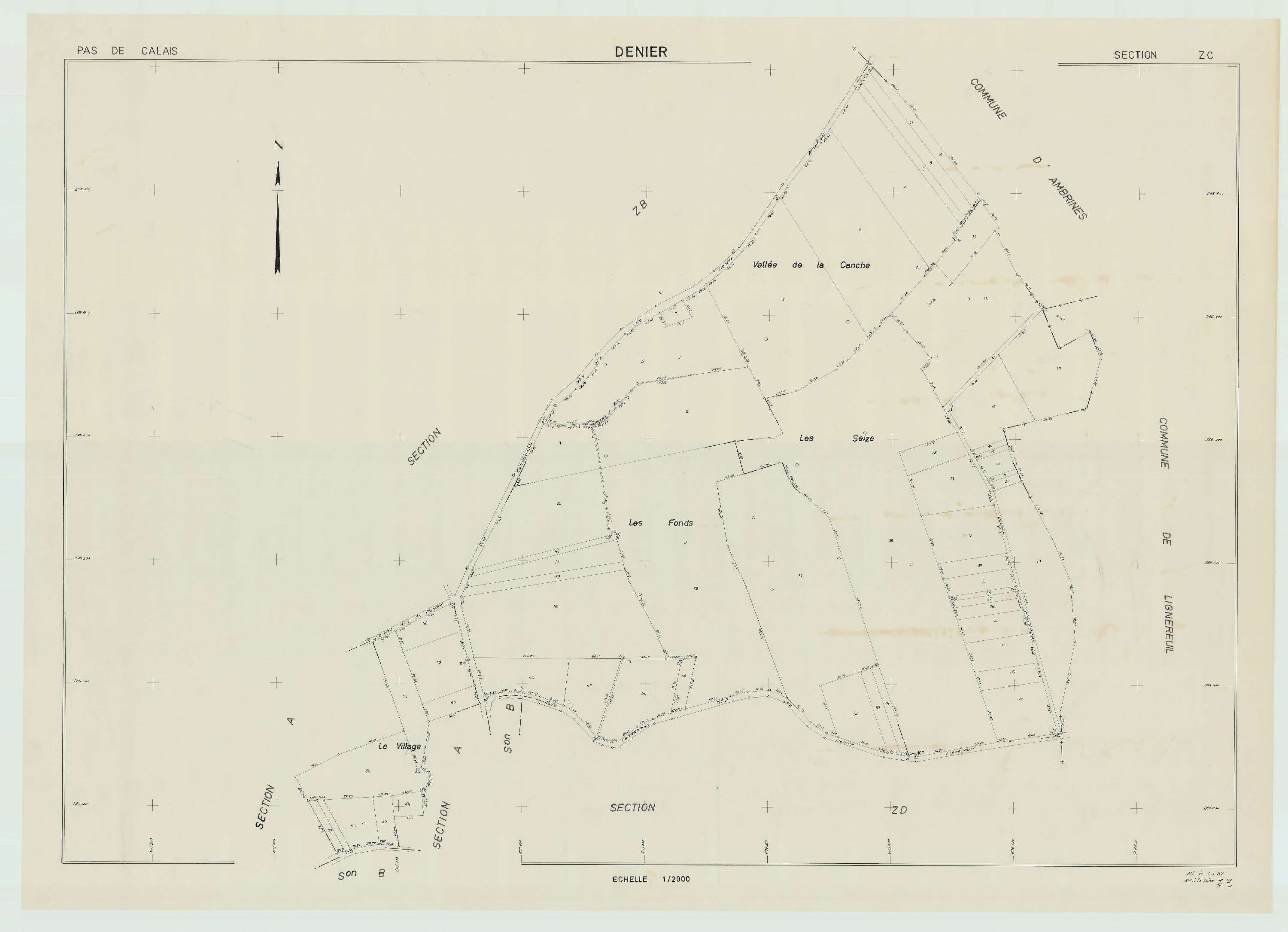 Denier - Plan de remembrement : section ZC.