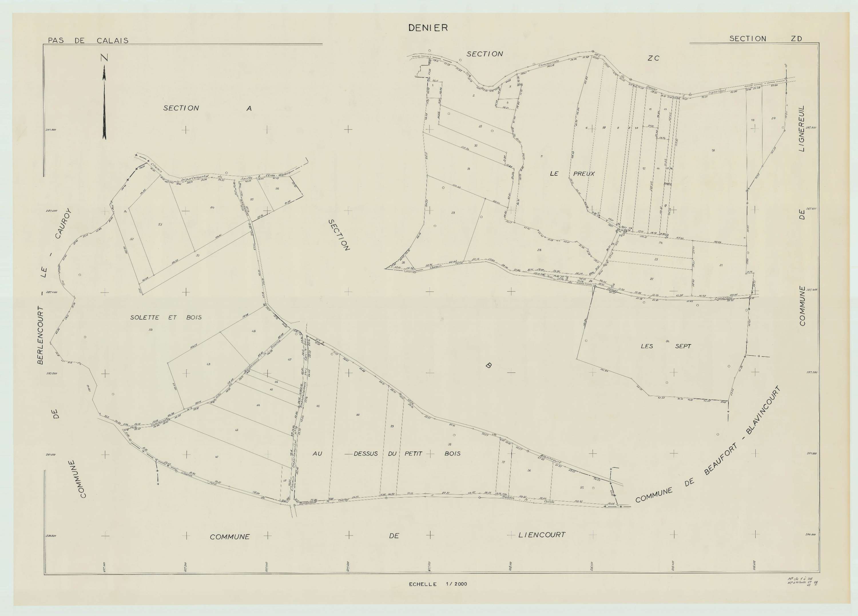 Denier - Plan de remembrement : section ZD.