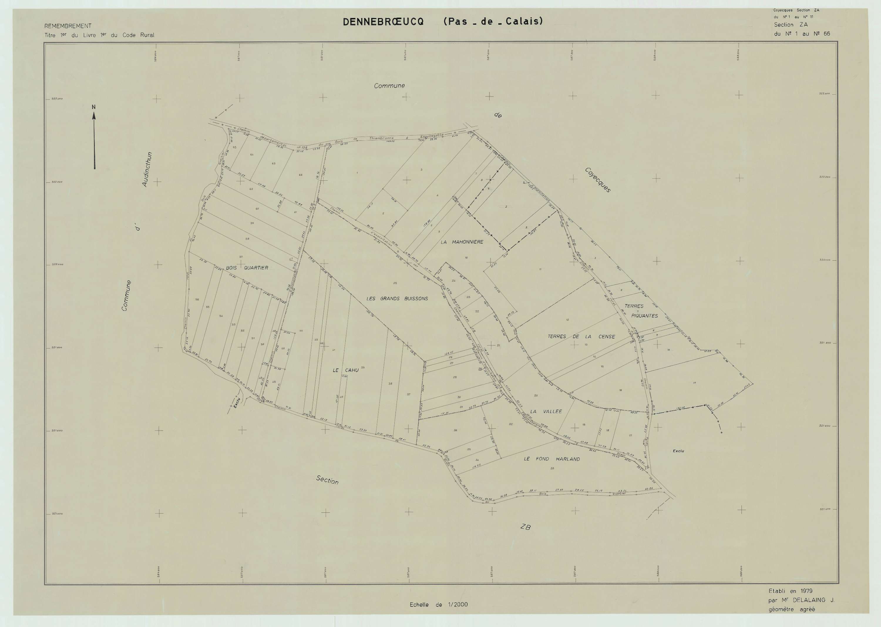 Dennebrœucq - Plan de remembrement : section ZA.