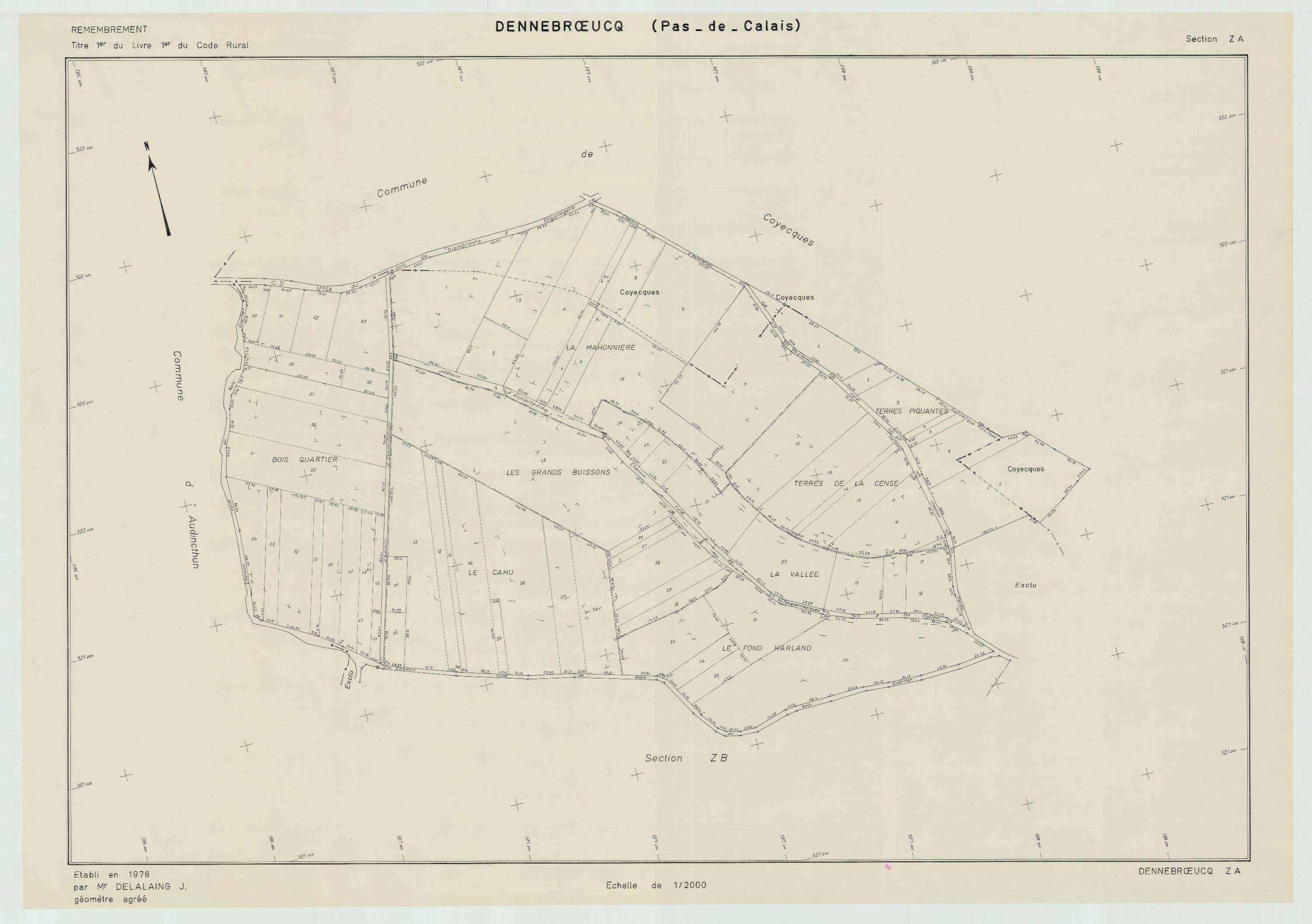 Dennebrœucq - Plan de remembrement : section ZA.