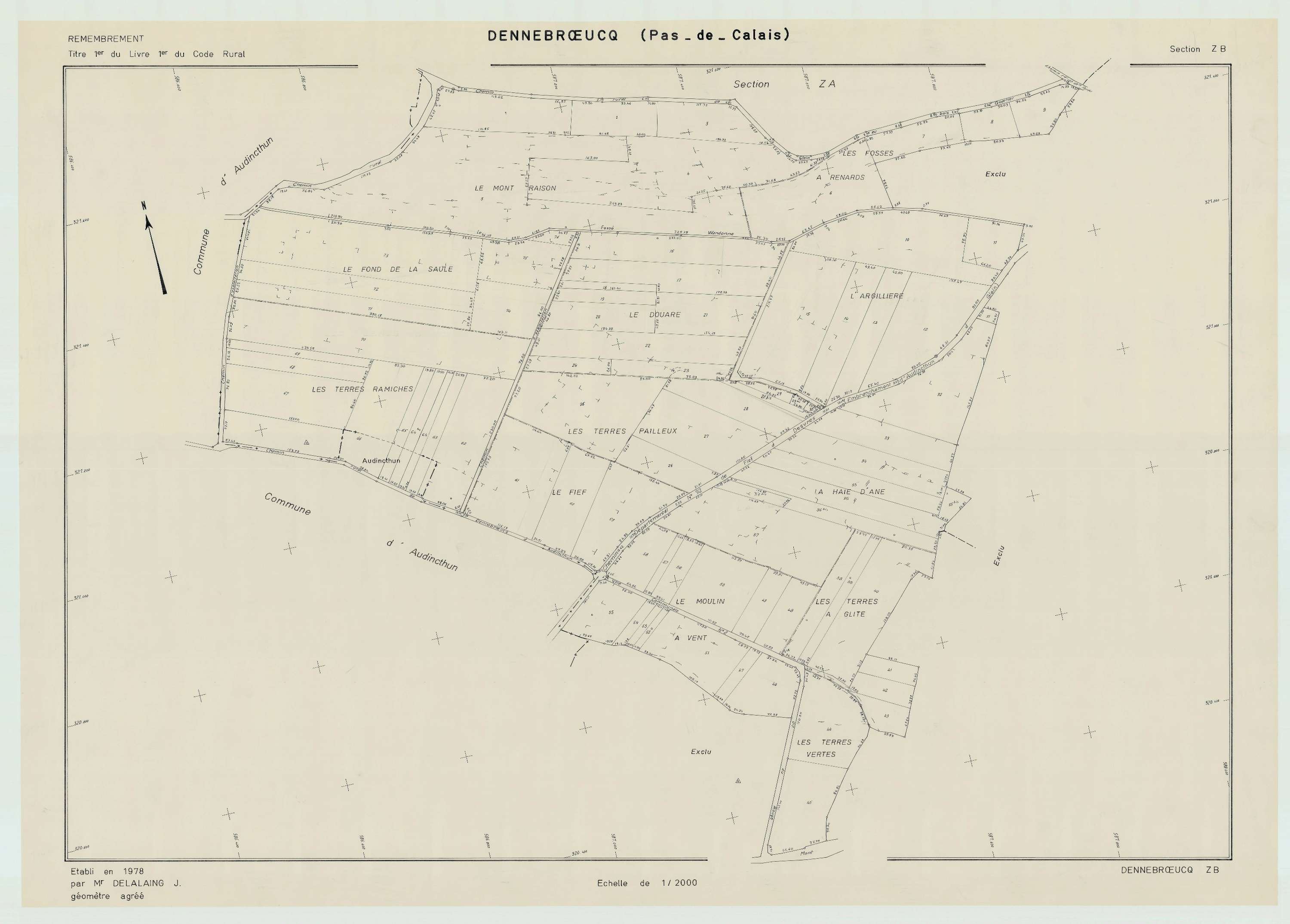 Dennebrœucq - Plan de remembrement : section ZB.