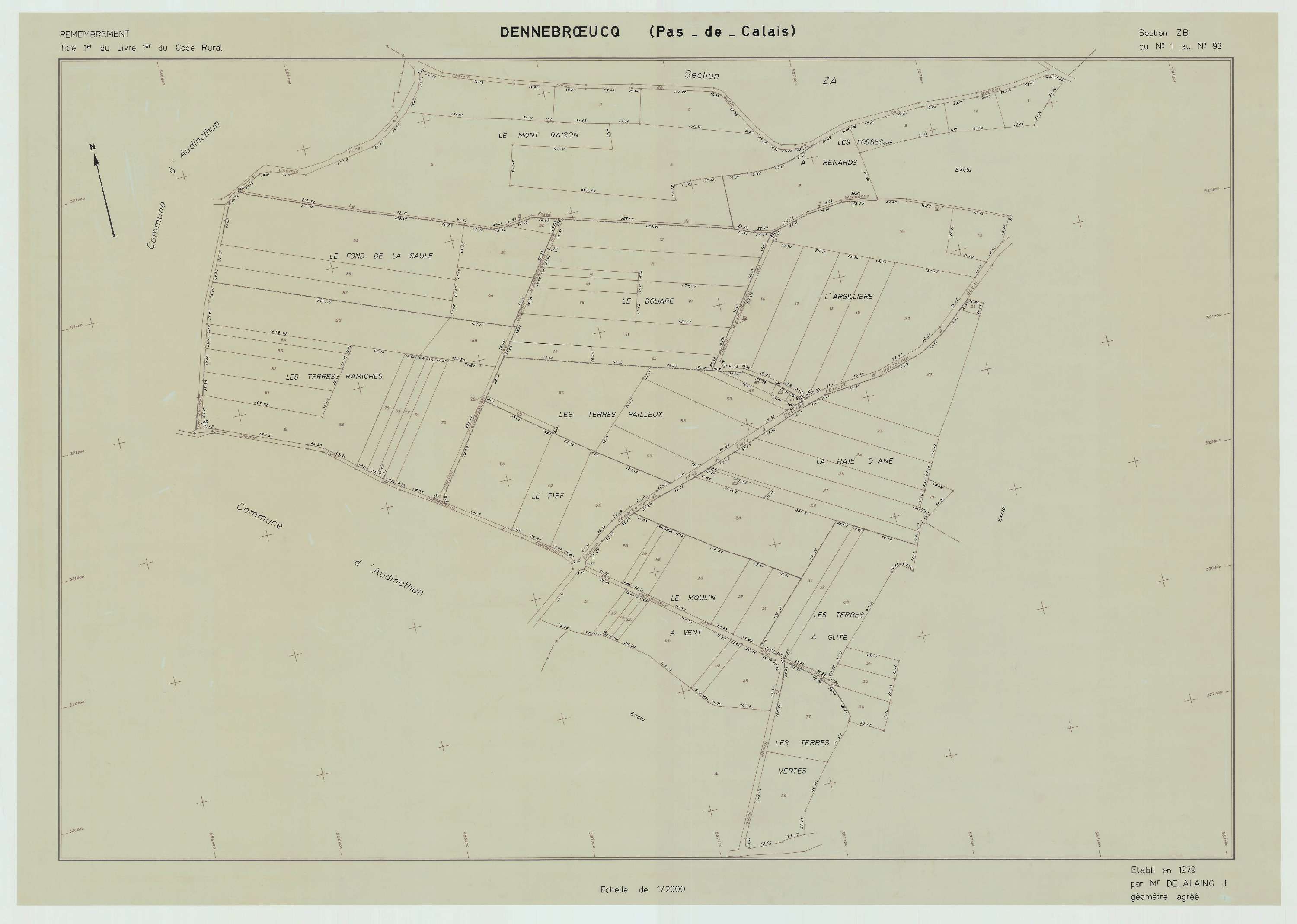 Dennebrœucq - Plan de remembrement : section ZB.