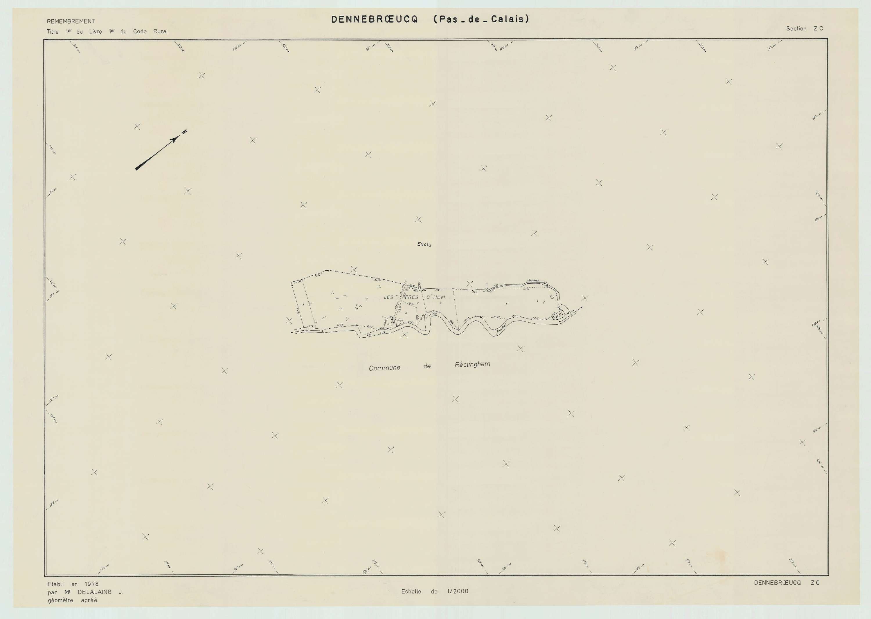 Dennebrœucq - Plan de remembrement : section ZC.