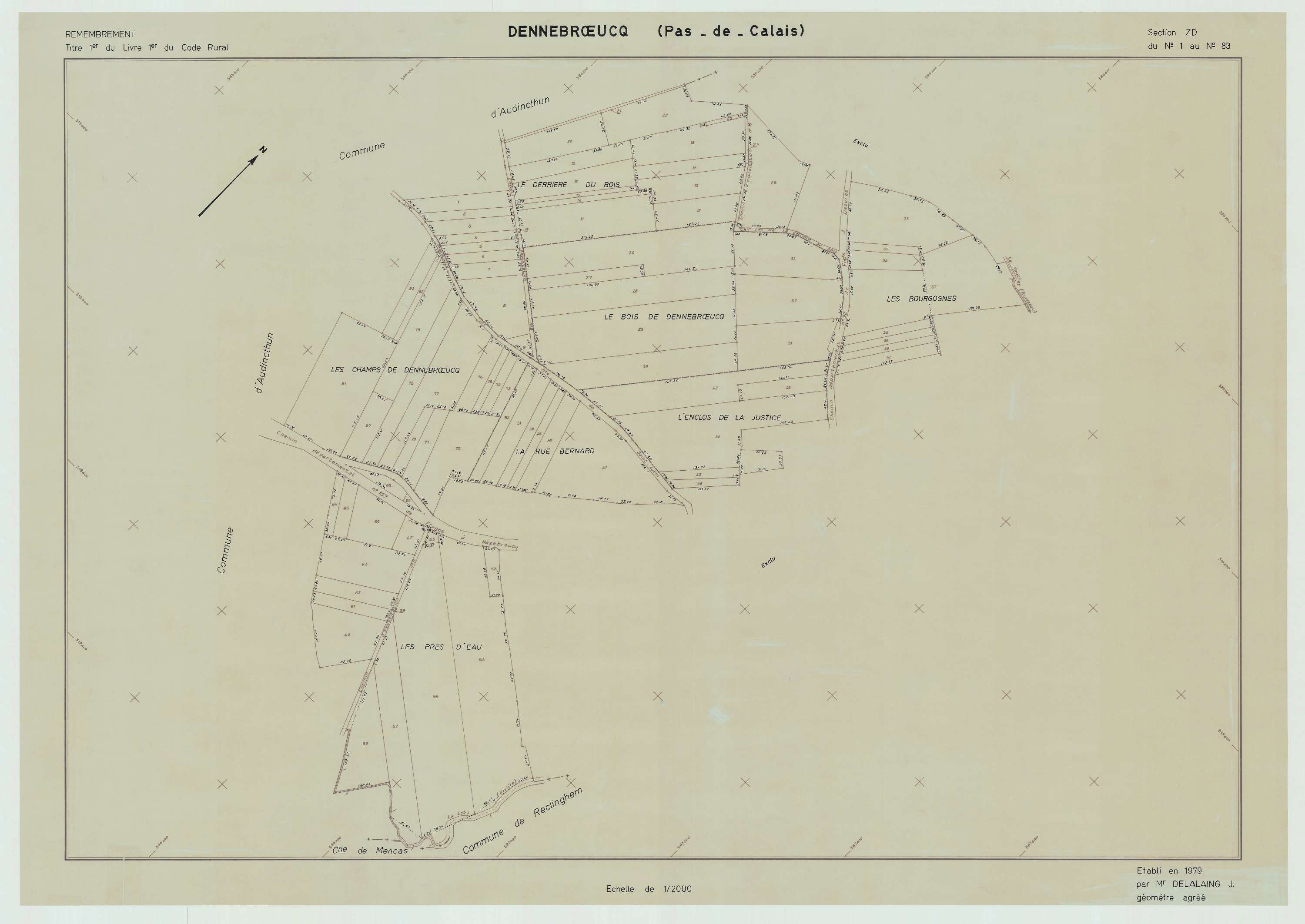 Dennebrœucq - Plan de remembrement : section ZD.