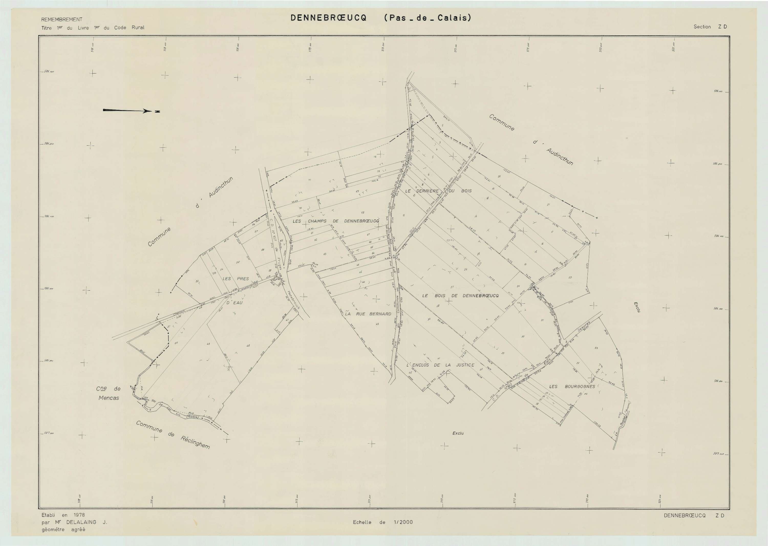 Dennebrœucq - Plan de remembrement : section ZD.