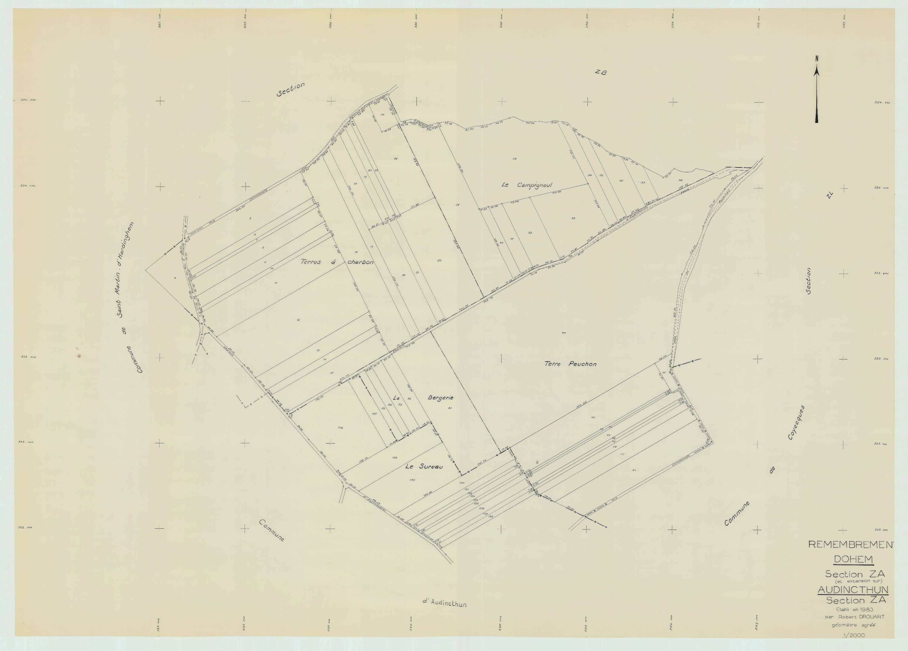 Dohem - Plan de remembrement : section ZA.