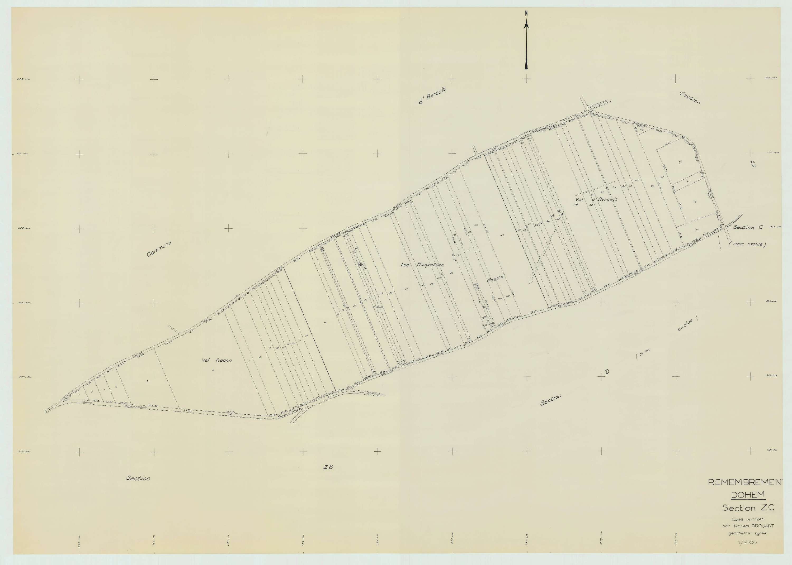 Dohem - Plan de remembrement : section ZC.