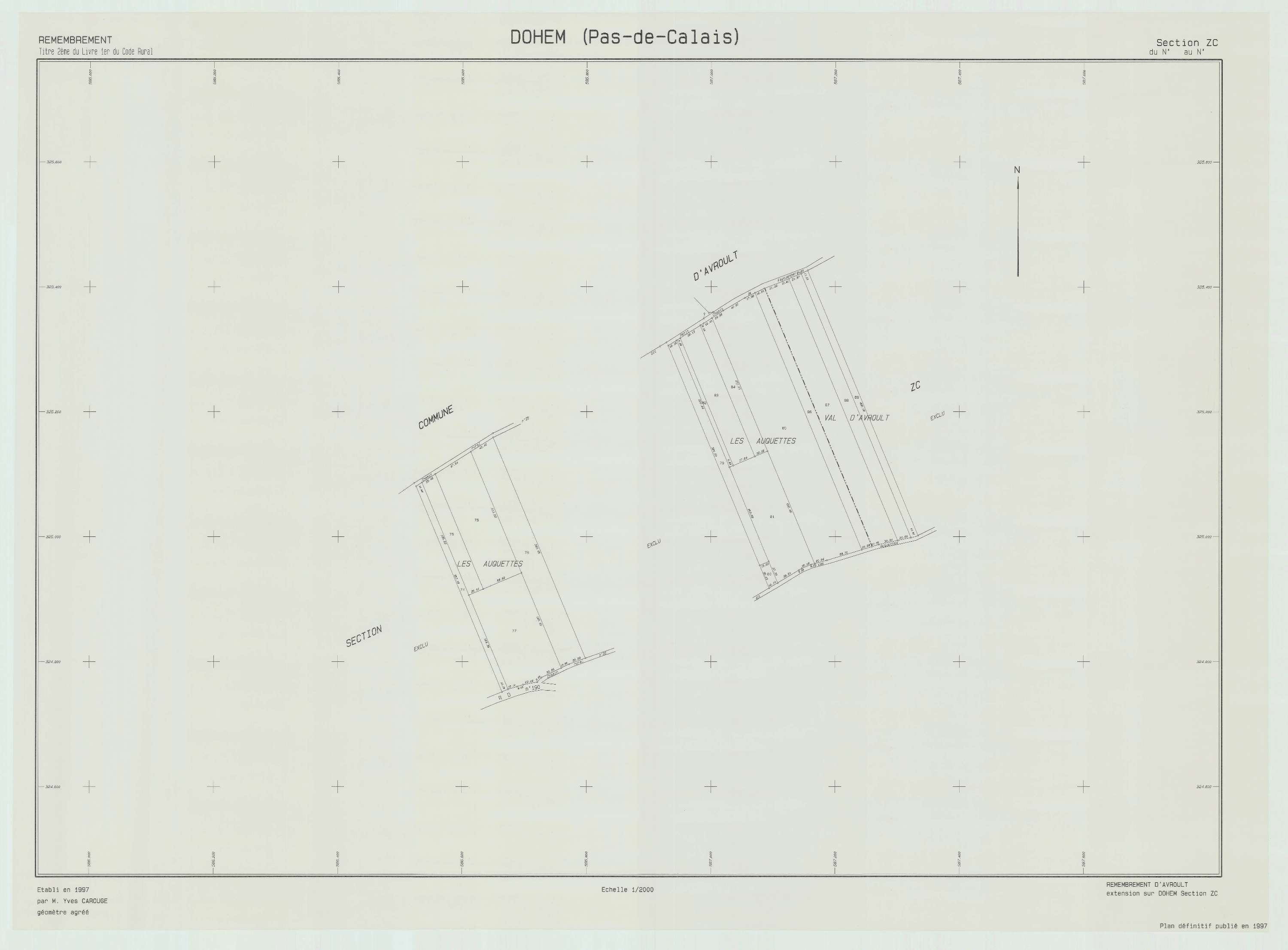 Dohem - Plan de remembrement : section ZC.