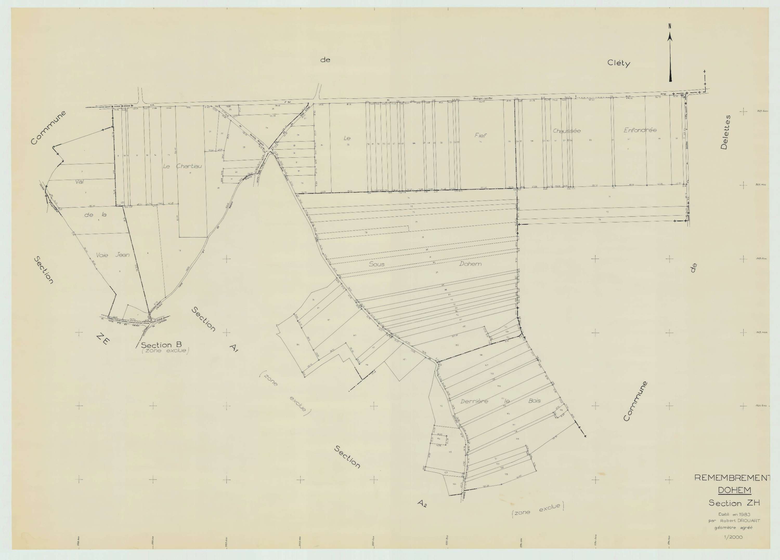 Dohem - Plan de remembrement : section ZH.