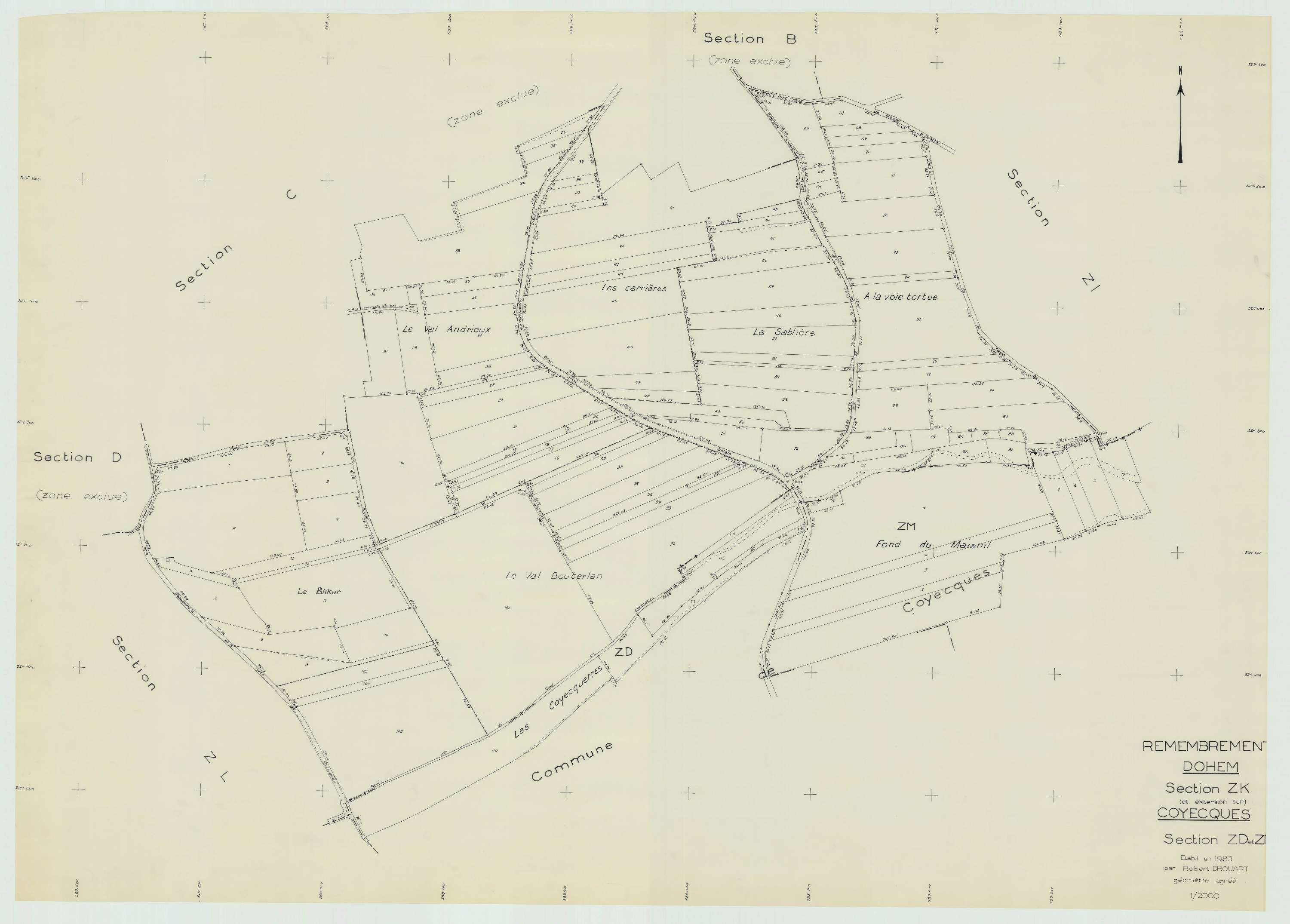 Dohem - Plan de remembrement : section ZK.