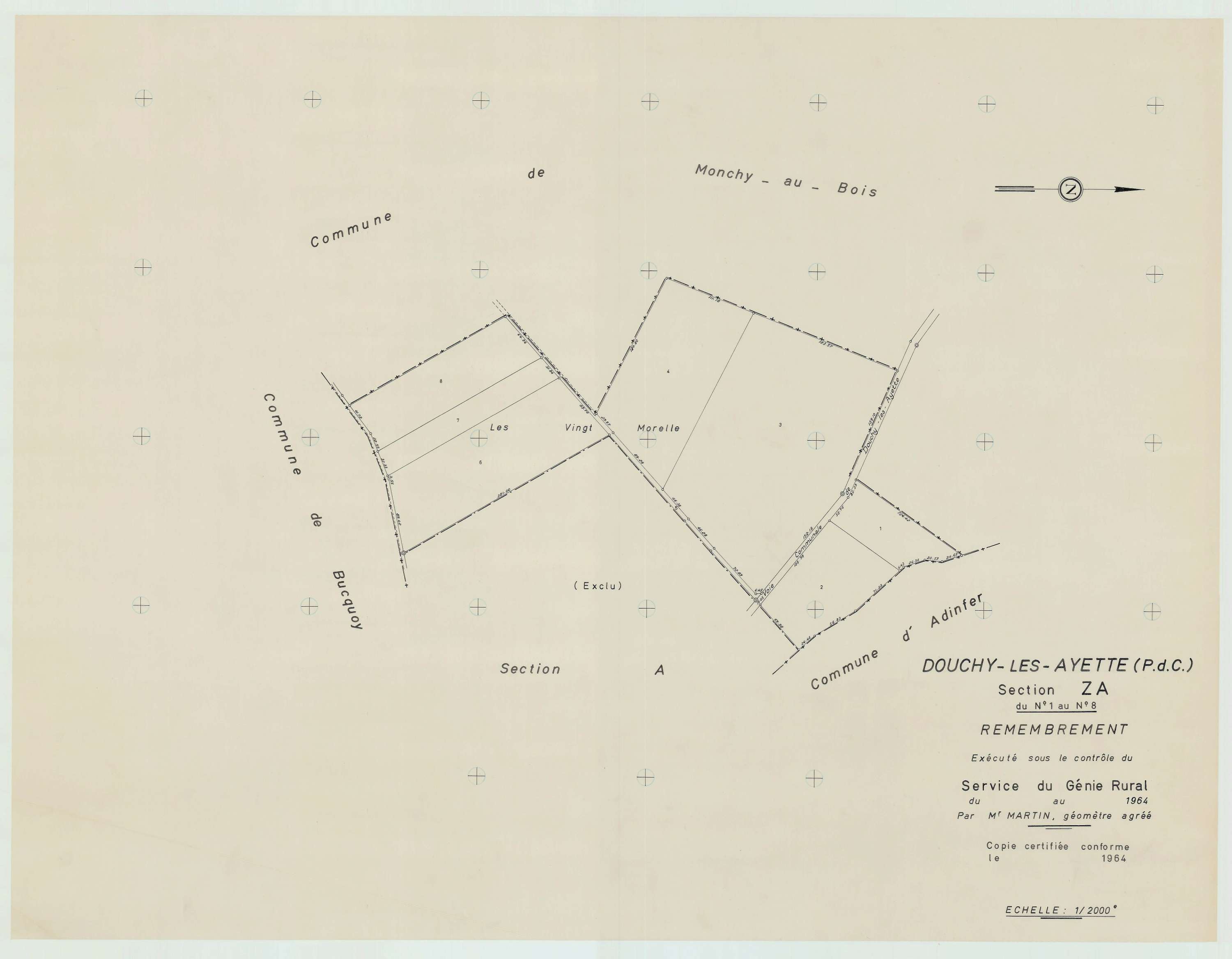 Douchy-lès-Ayette - Plan de remembrement : section ZA.