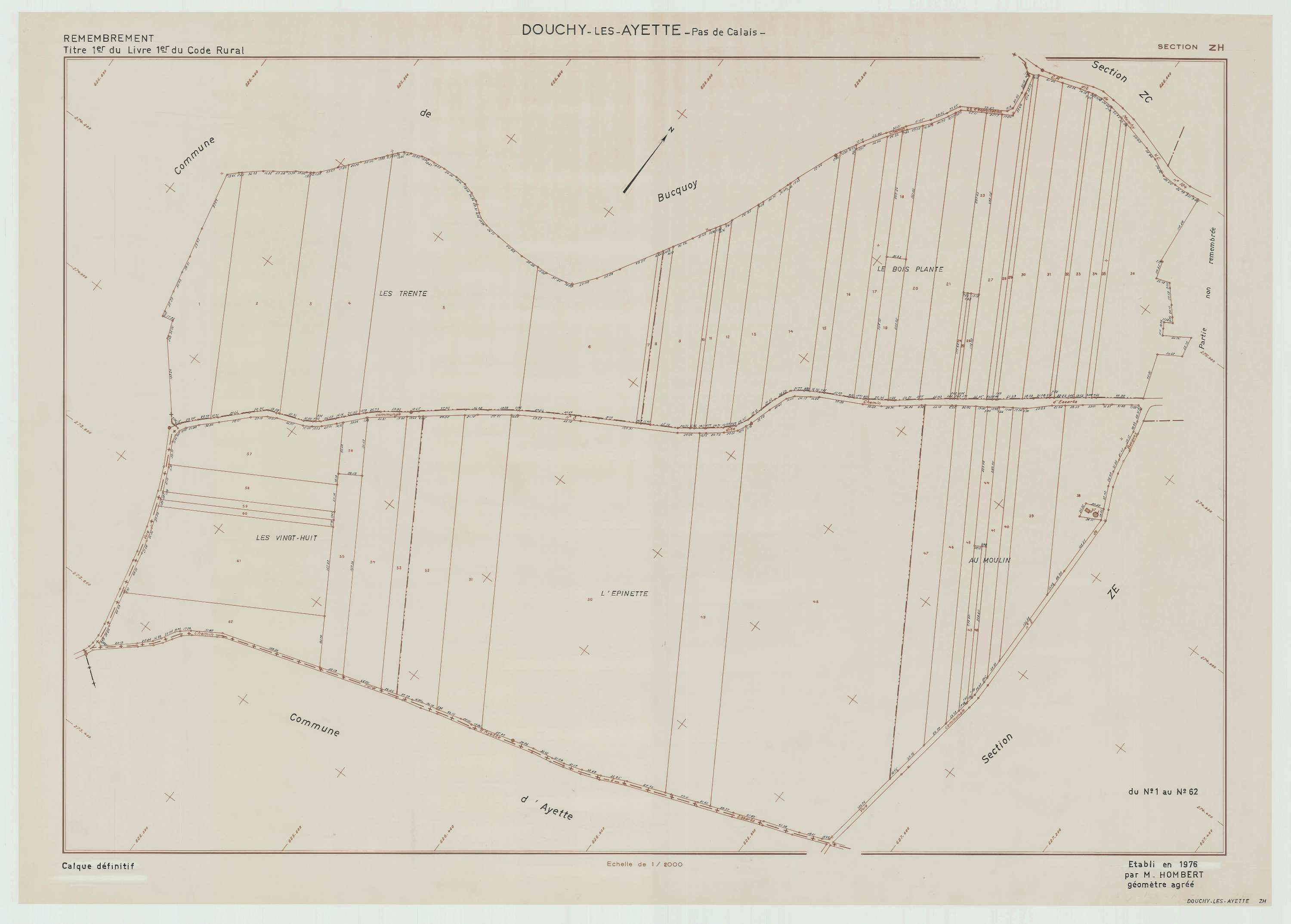 Douchy-lès-Ayette - Plan de remembrement : section ZH.
