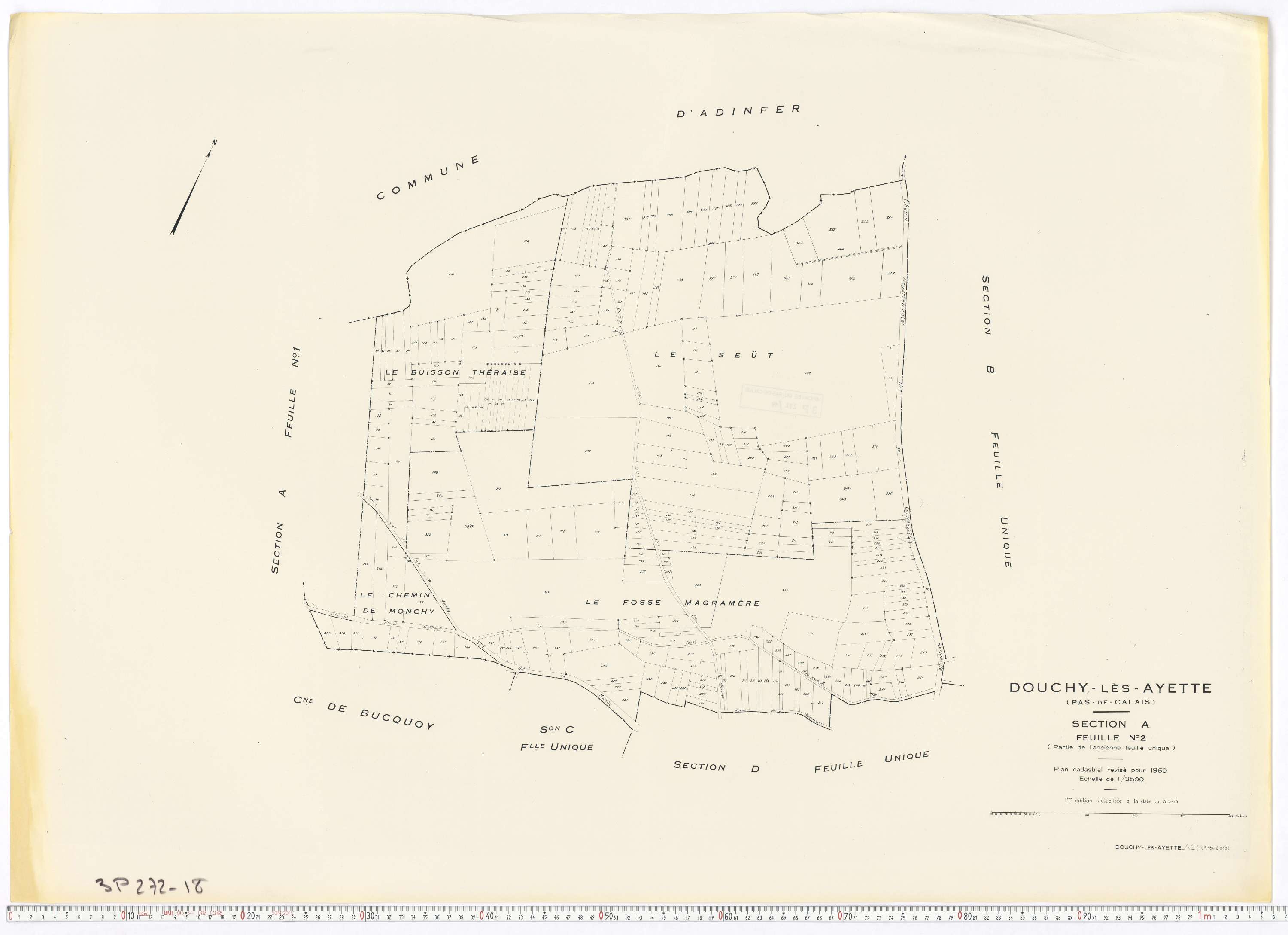 Douchy-lès-Ayette - Section A, feuille 2.