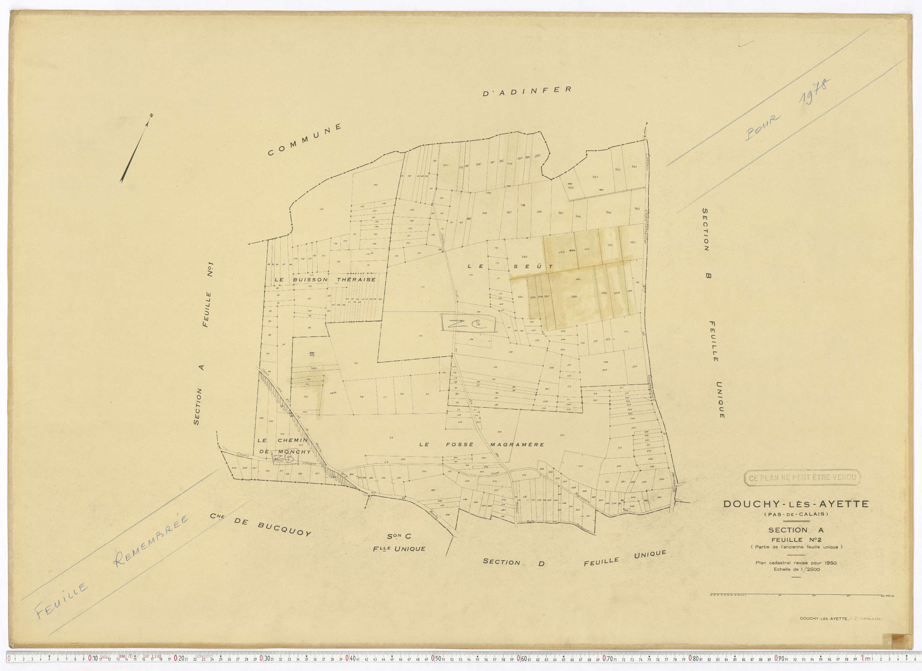Douchy-lès-Ayette - Section A, feuille 2.