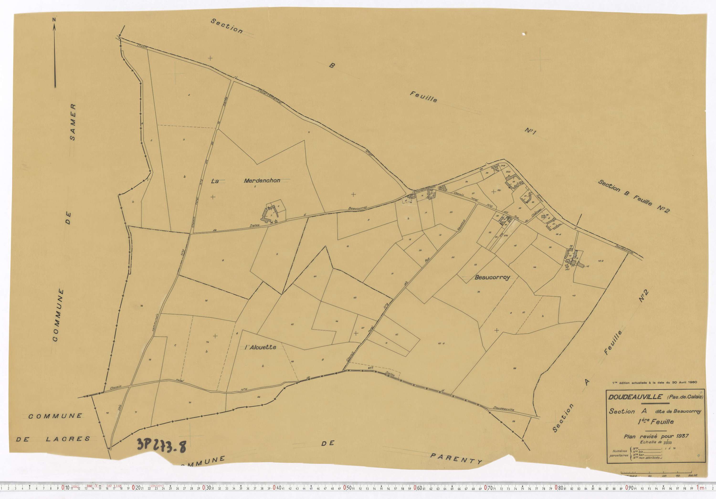 Doudeauville - Section A, feuille 1.