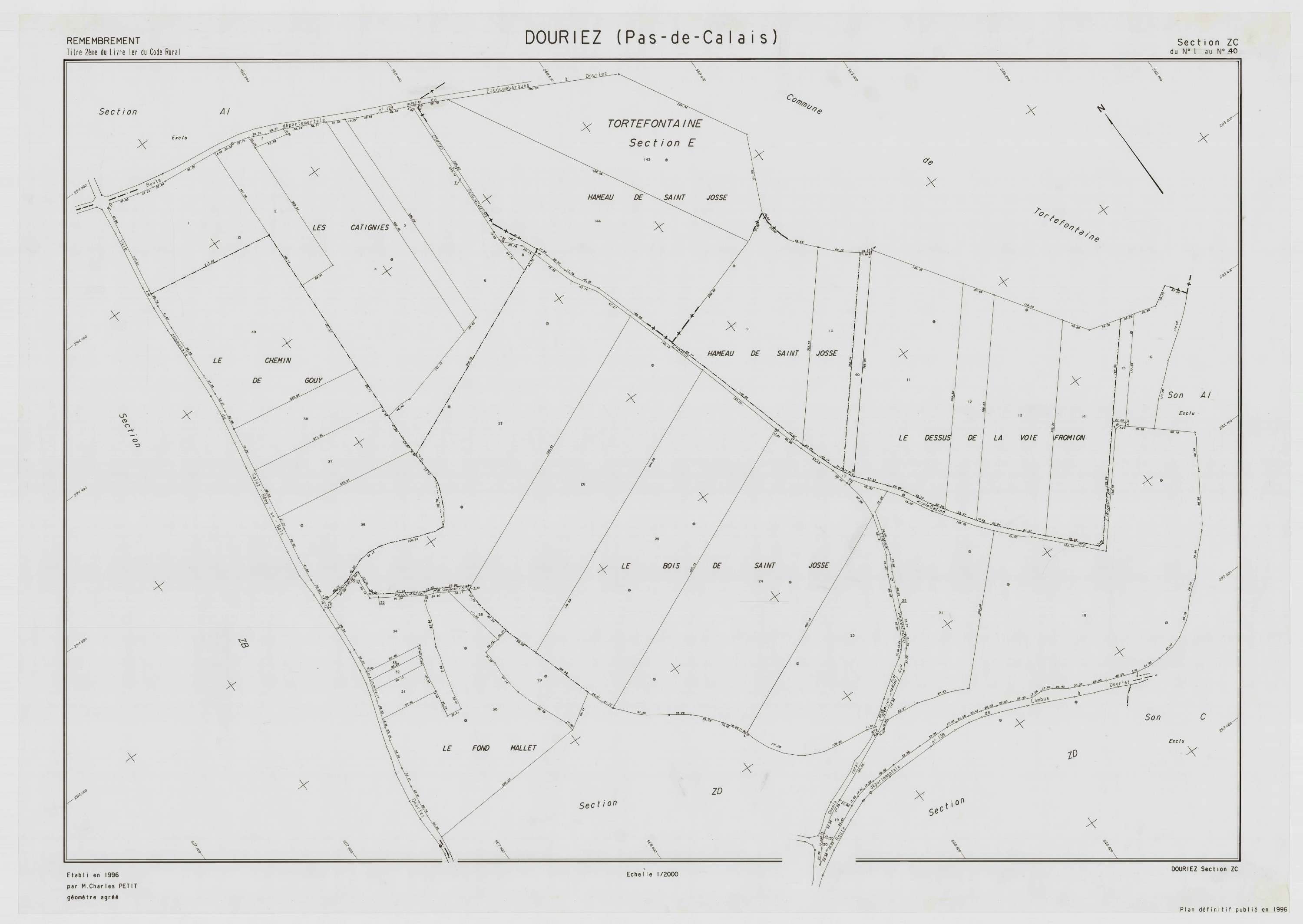 Douriez - Plan de remembrement : section ZC.