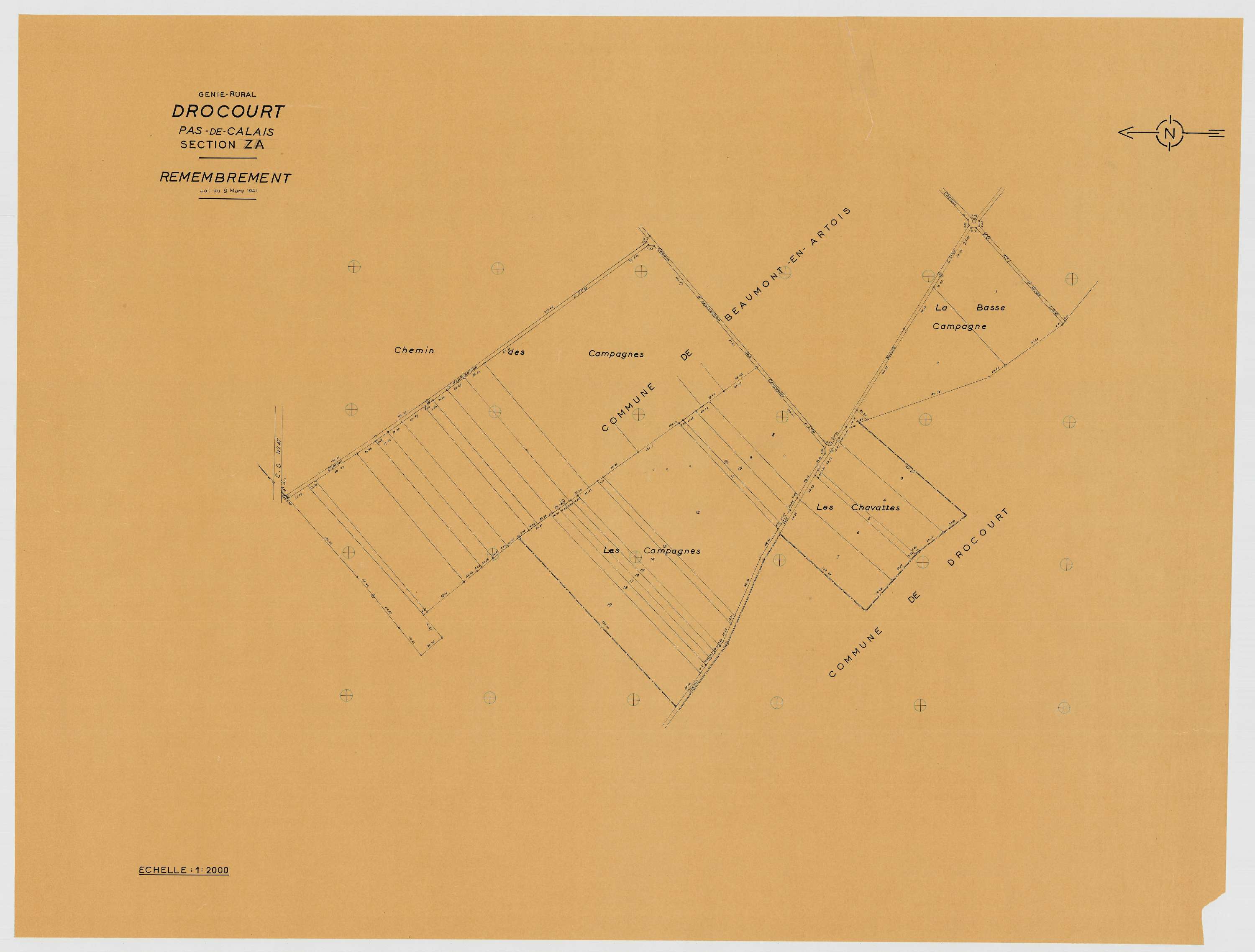 Drocourt - Plan de remembrement : section ZA.
