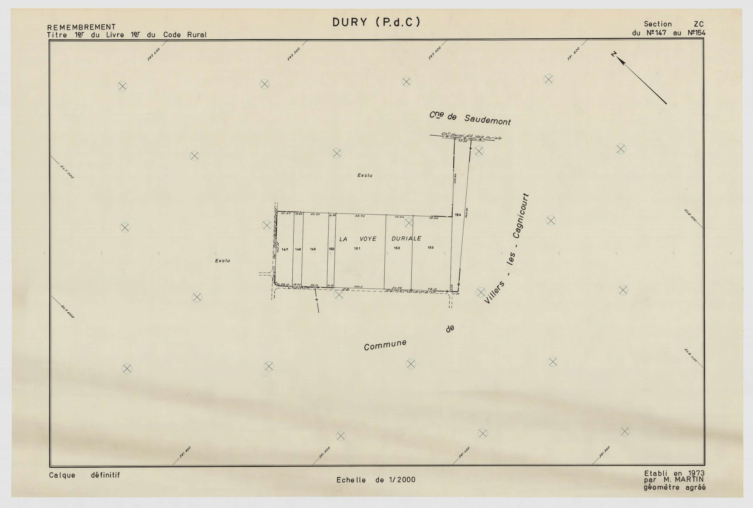 Dury - Plan de remembrement : section ZC.
