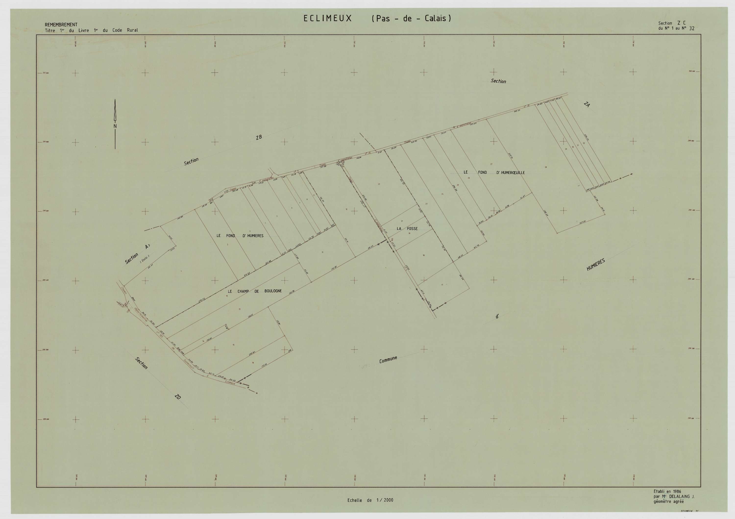 Éclimeux - Plan de remembrement : section ZC.