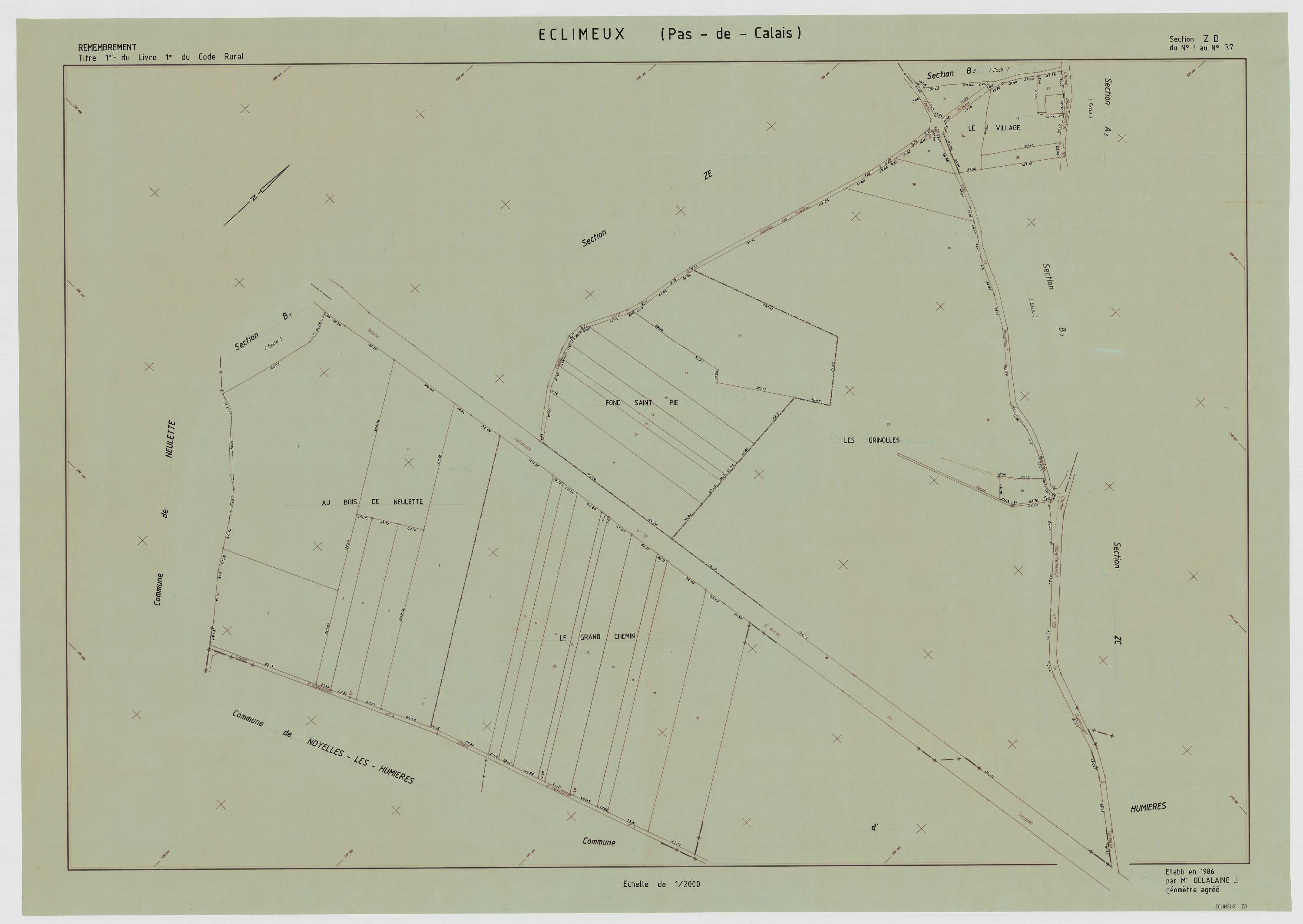 Éclimeux - Plan de remembrement : section ZD.