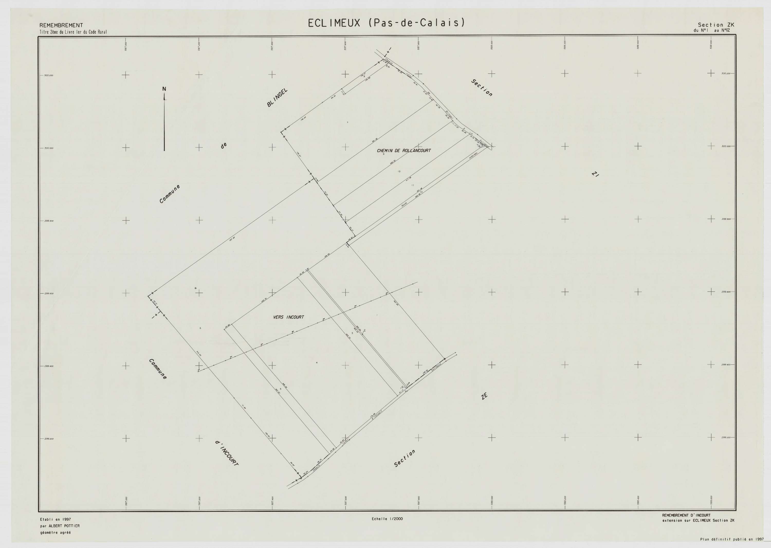 Éclimeux - Plan de remembrement : section ZK.