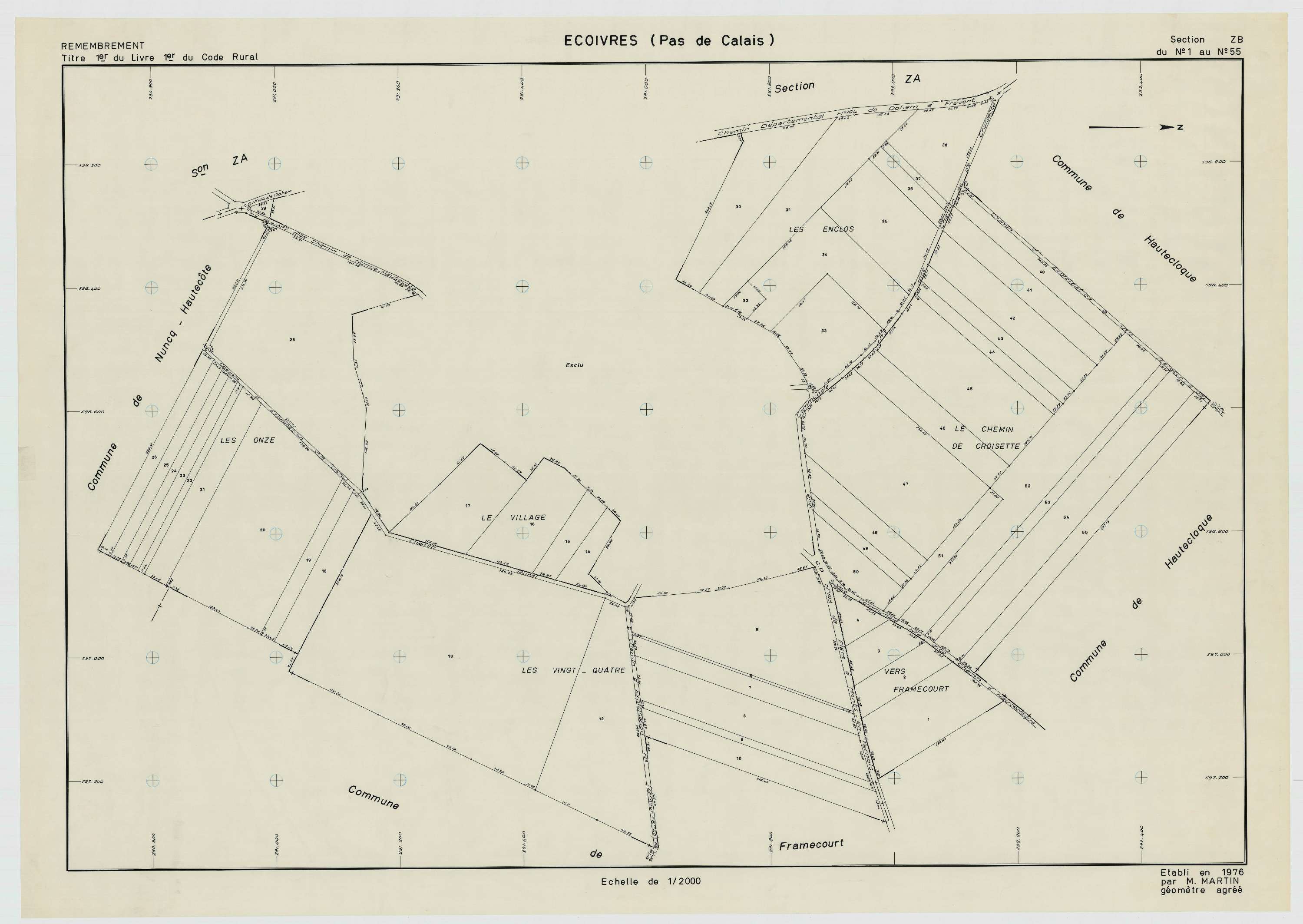 Écoivres - Plan de remembrement : section ZB.