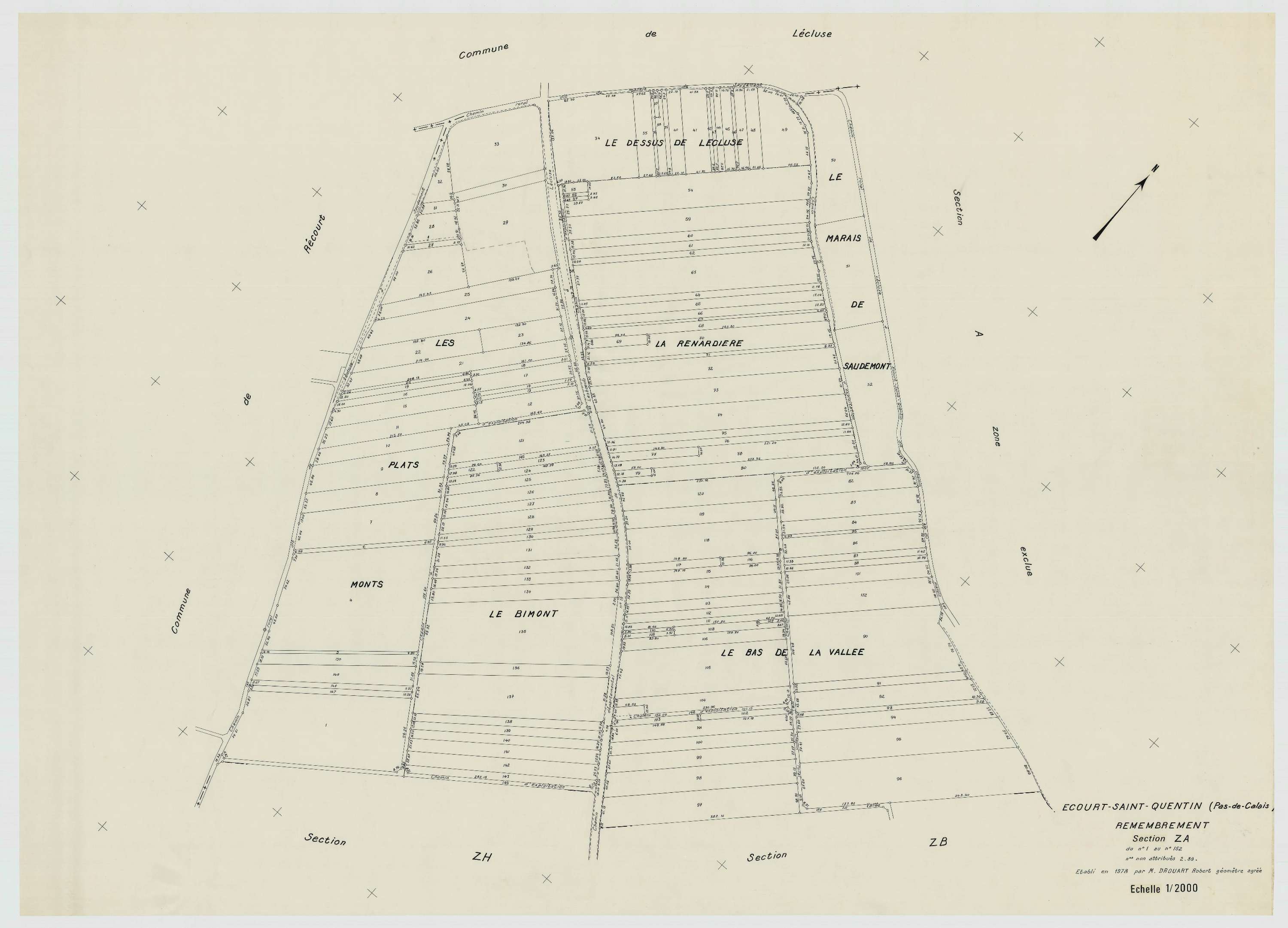 Écourt-Saint-Quentin - Plan de remembrement : section ZA.