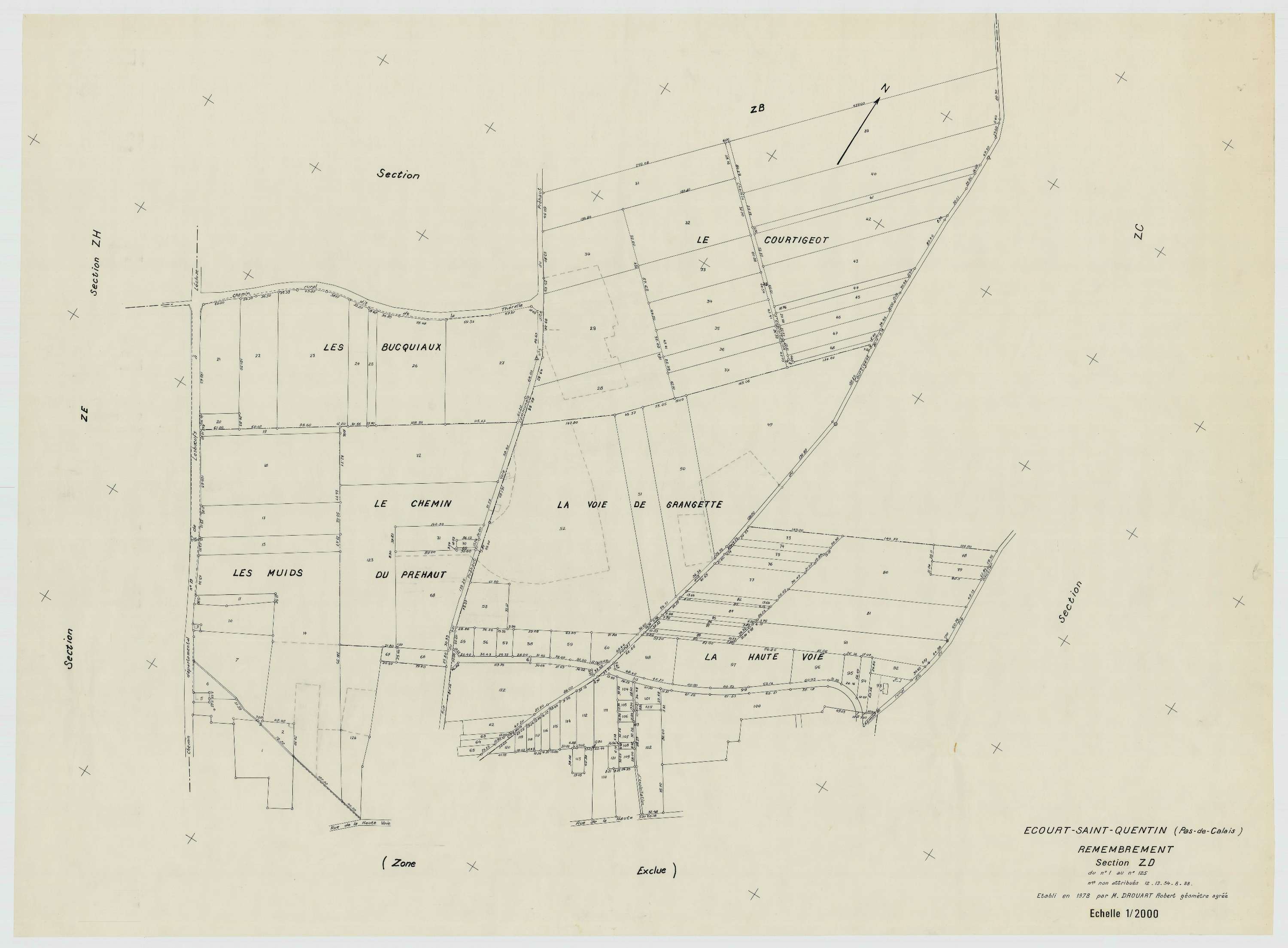 Écourt-Saint-Quentin - Plan de remembrement : section ZD.