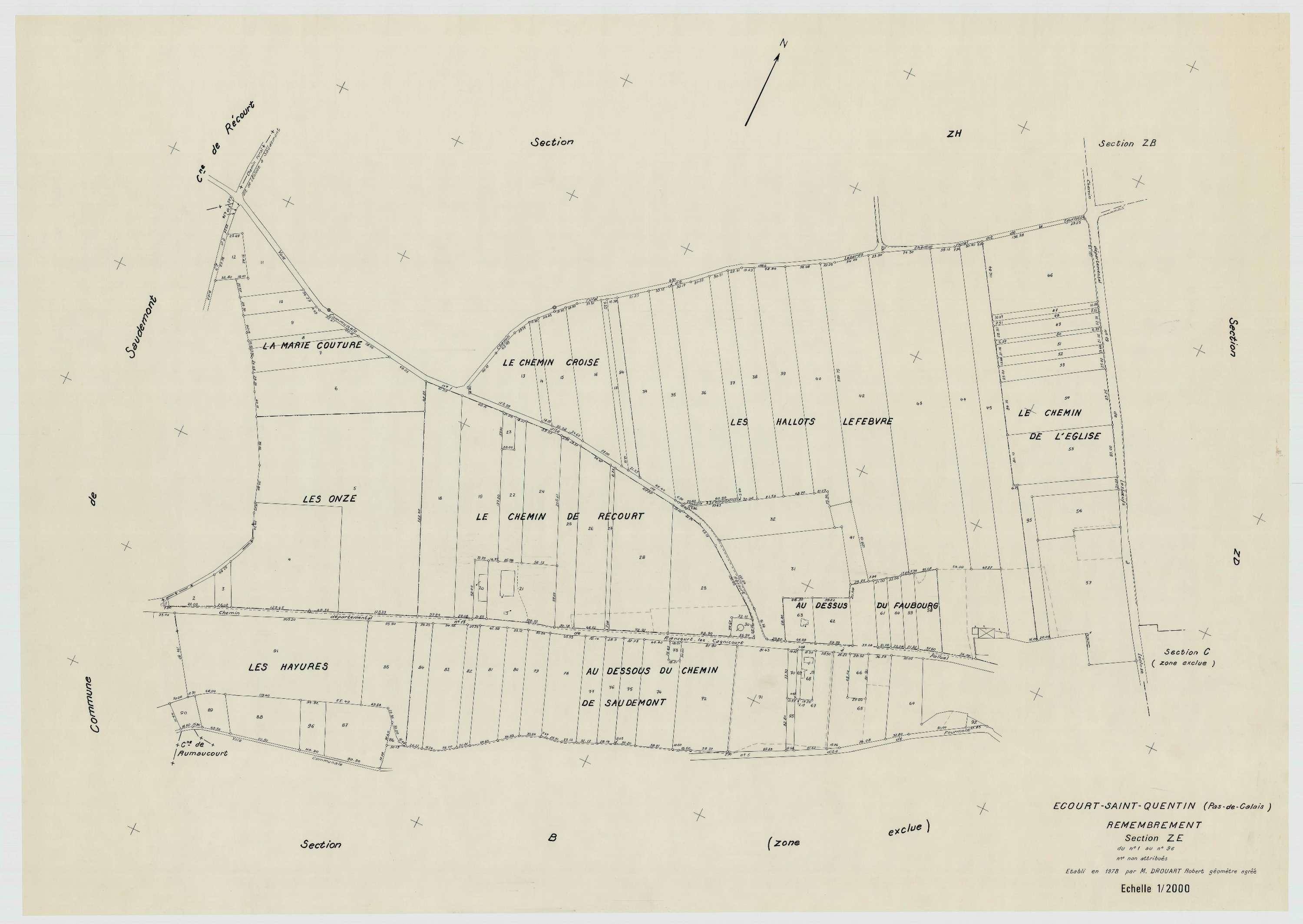 Écourt-Saint-Quentin - Plan de remembrement : section ZE.