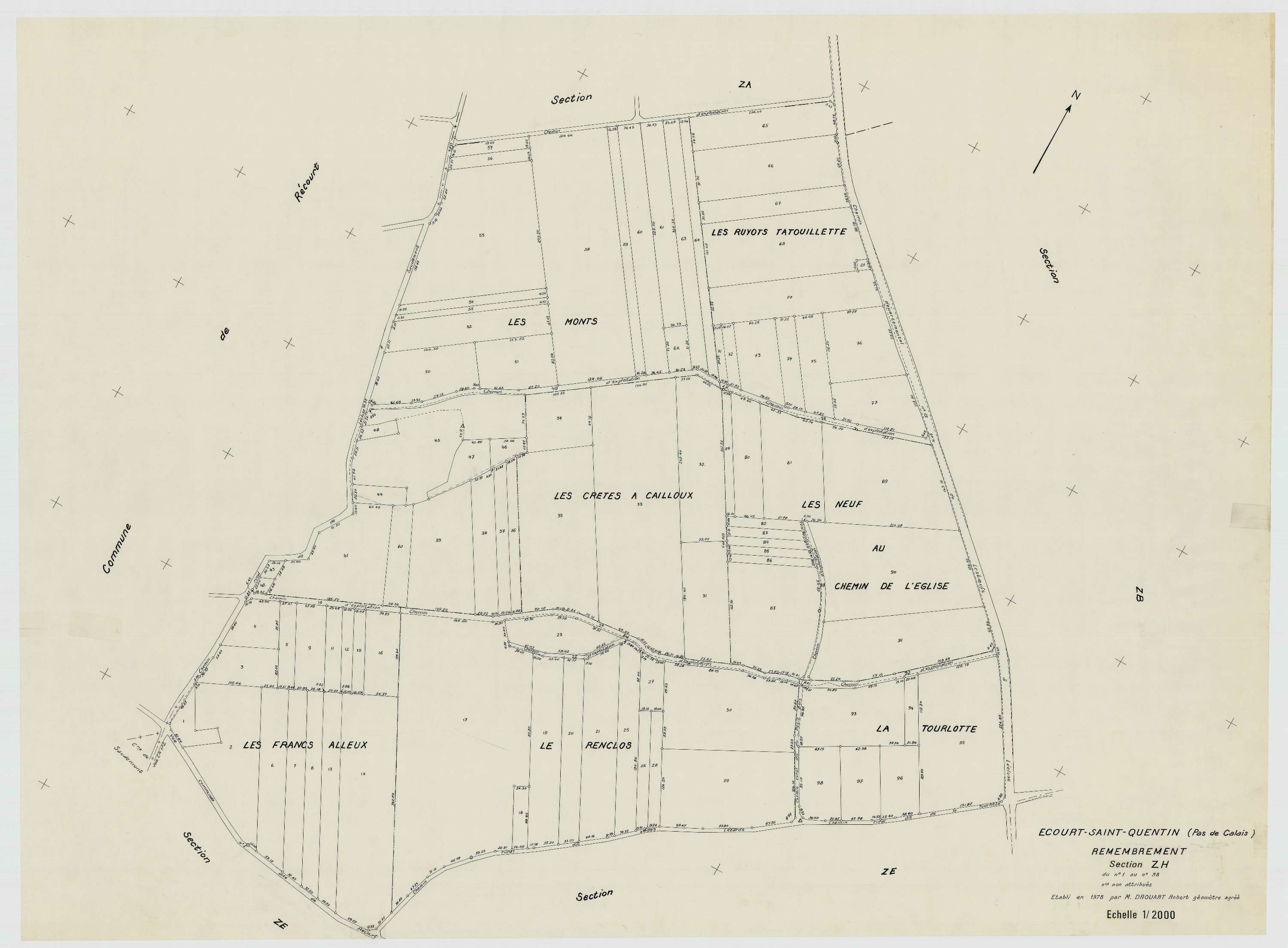 Écourt-Saint-Quentin - Plan de remembrement : section ZH.