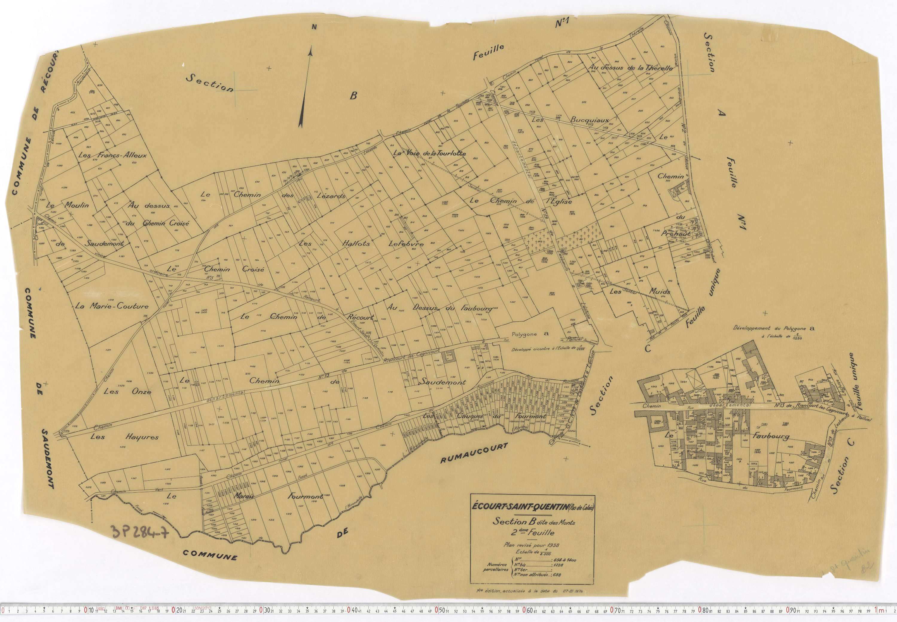 Écourt-Saint-Quentin - Section B, feuille 2.