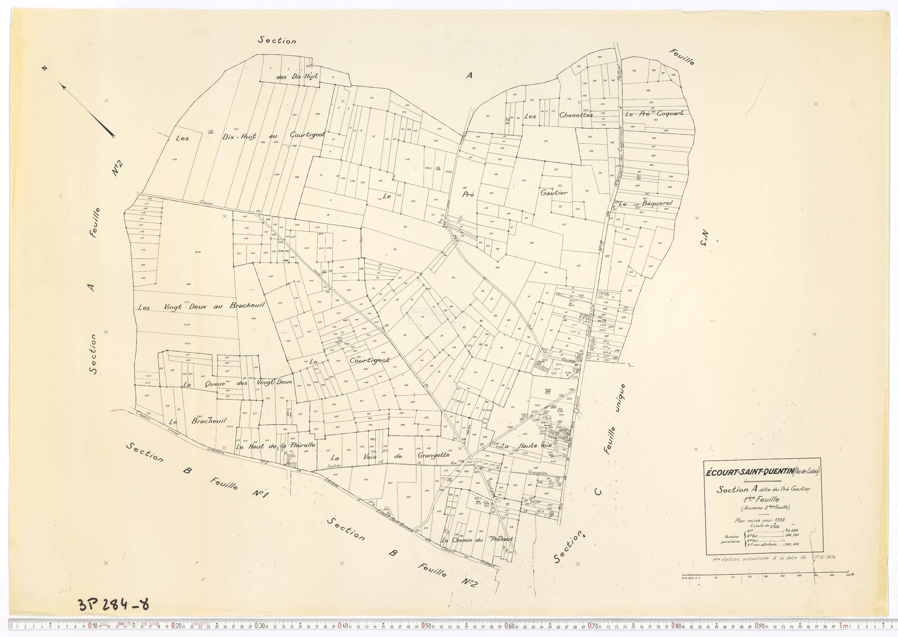 Écourt-Saint-Quentin - Section A, feuille 1.
