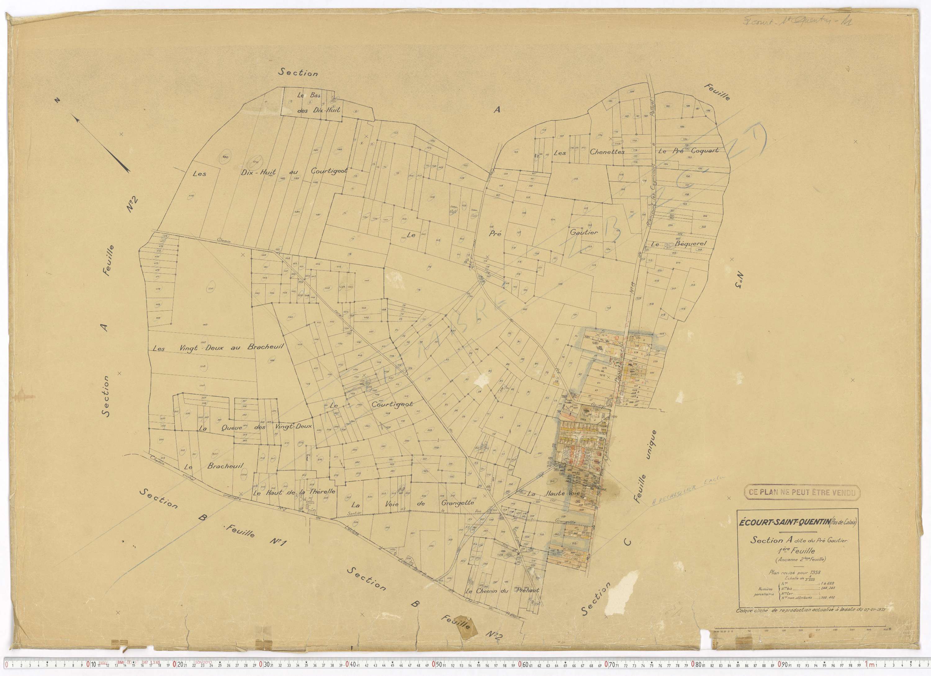 Écourt-Saint-Quentin - Section A, feuille 1.