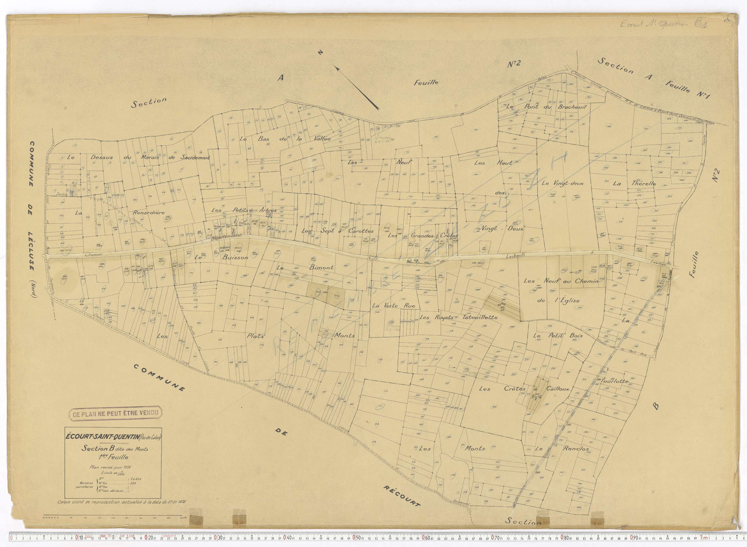 Écourt-Saint-Quentin - Section B, feuille 1.