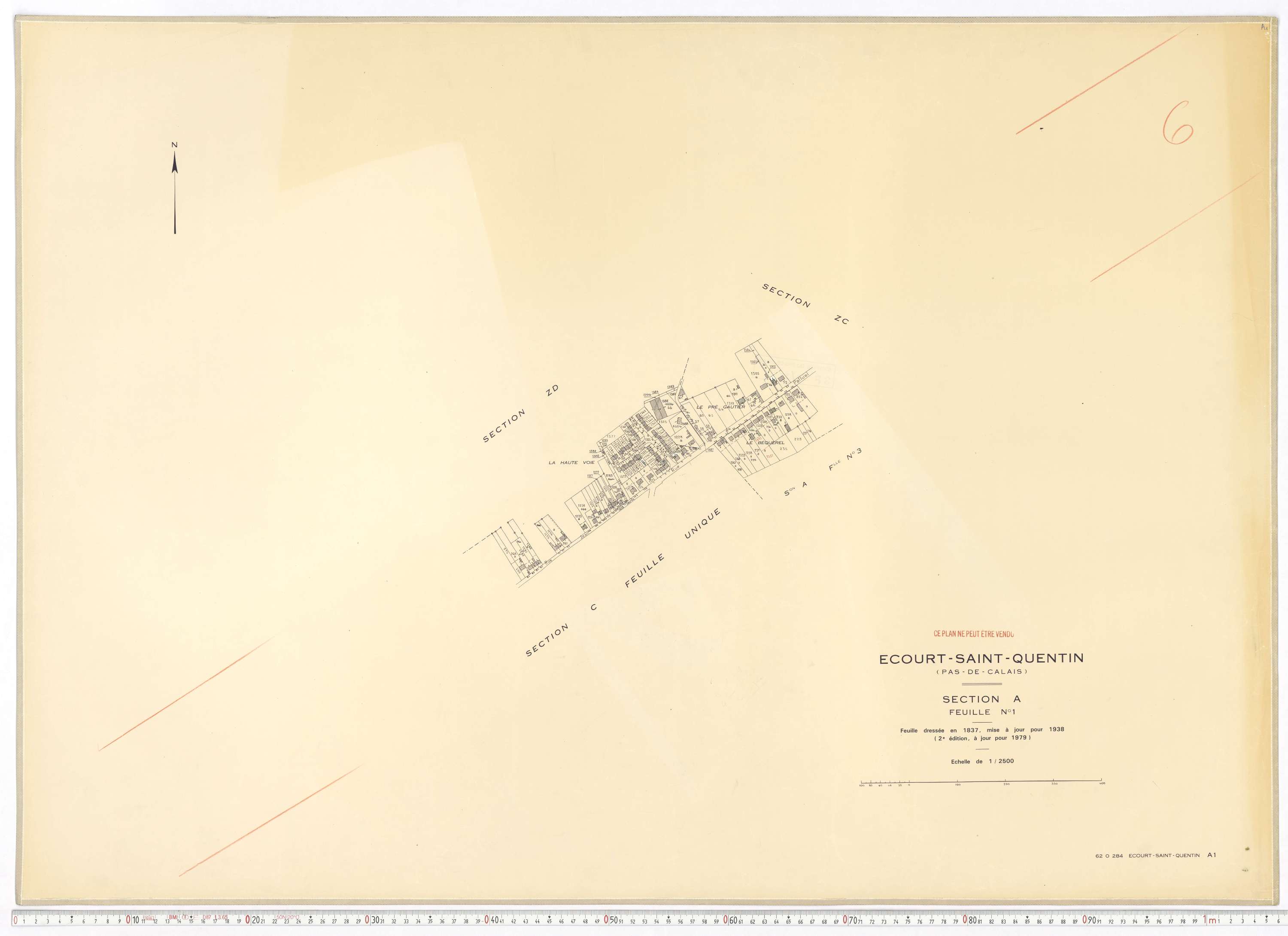 Écourt-Saint-Quentin - Section A, feuille 1.
