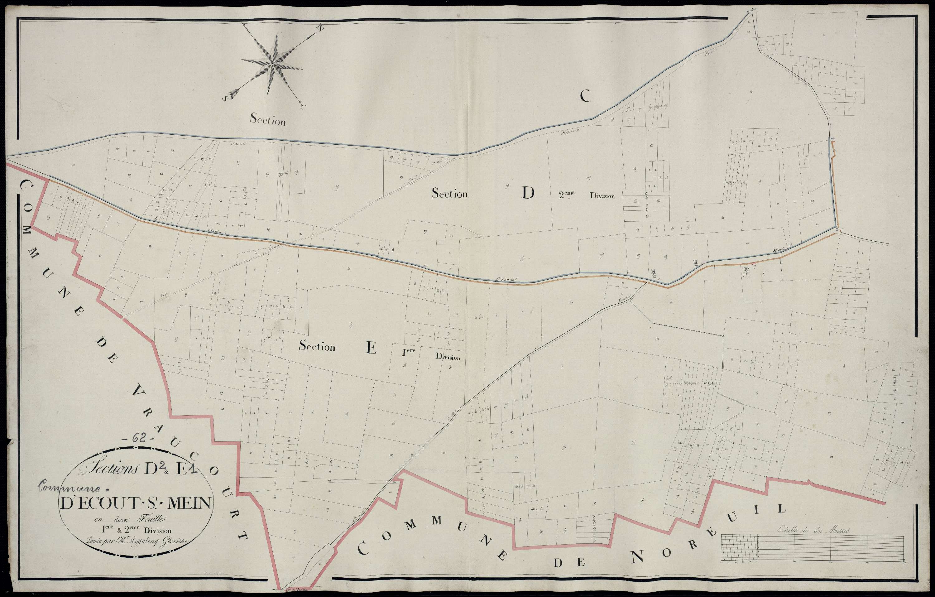 Écoust-Saint-Mein - Section D, 2e feuille , section E, 1re feuille