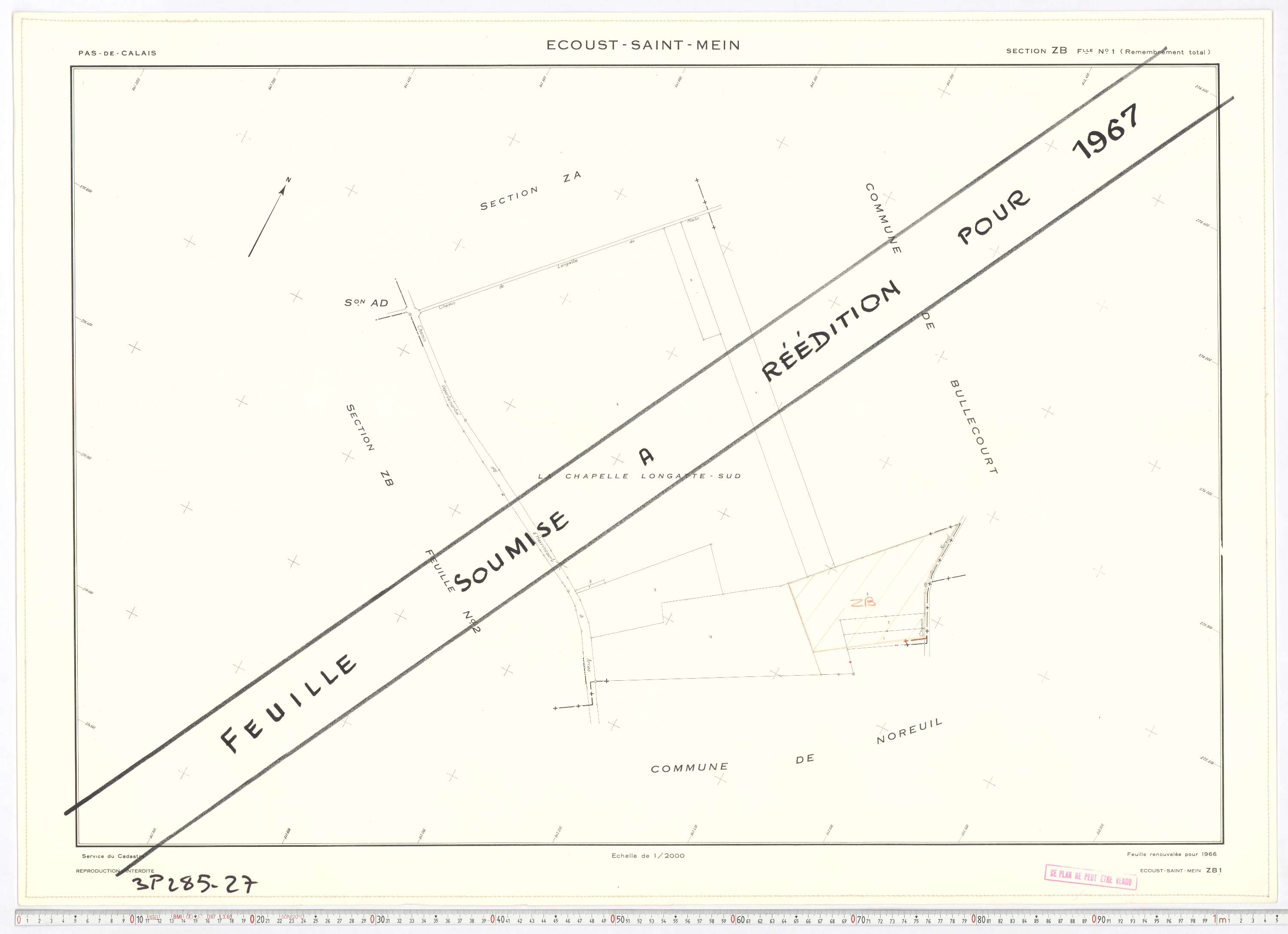 Écoust-Saint-Mein - Section ZB, feuille 1.
