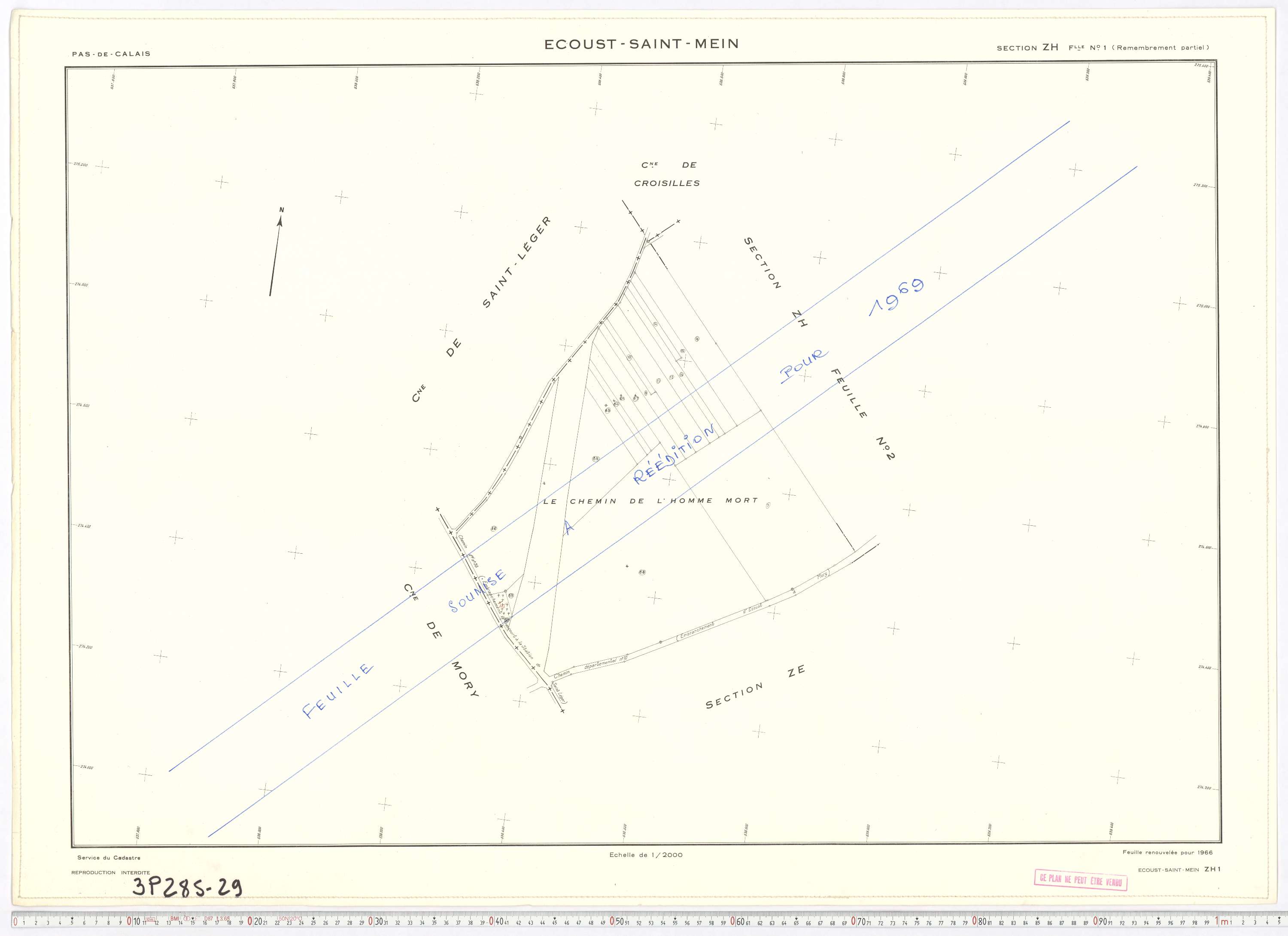 Écoust-Saint-Mein - Section ZH, feuille 1.