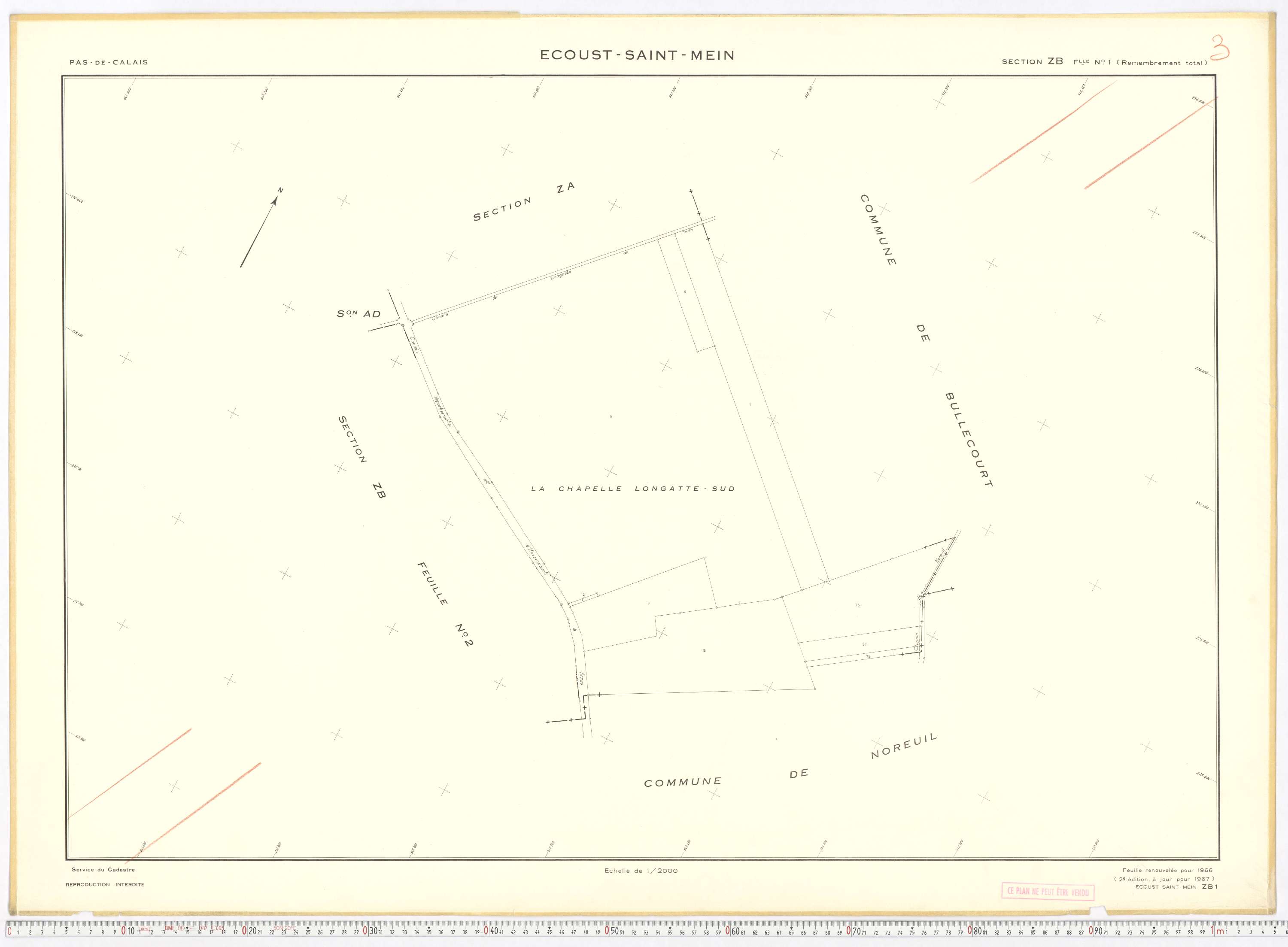 Écoust-Saint-Mein - Section ZB, feuille 1.