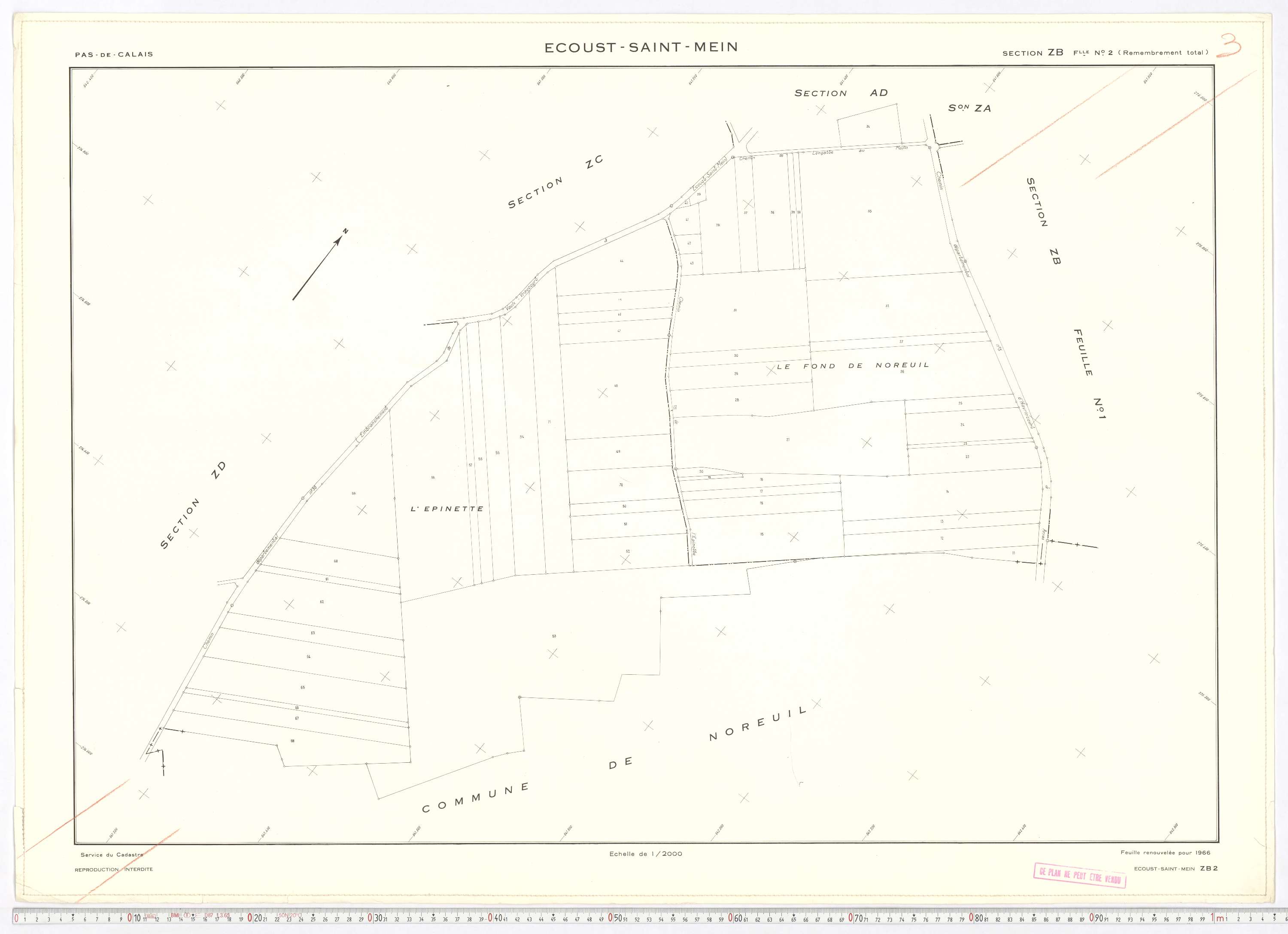 Écoust-Saint-Mein - Section ZB, feuille 2.